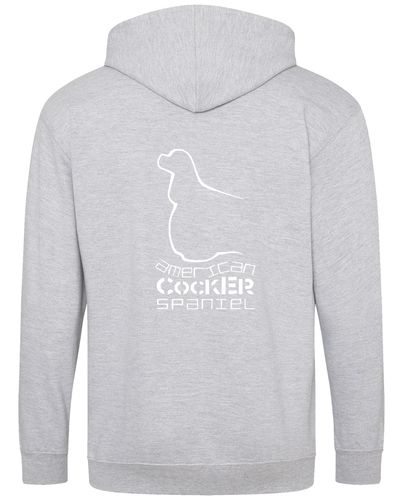 Unisex American Cocker Spaniel Zipped Hoodie Heather Grey (White)