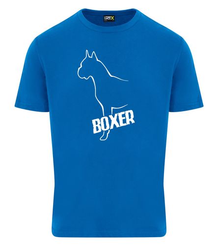 Unisex Boxer Ear Up Roundneck T-Shirt Sapphire Blue (White)
