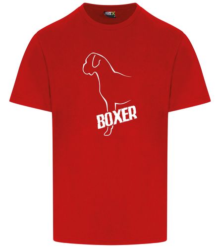 Unisex Boxer Ear Drop Roundneck T-Shirt Red (White)