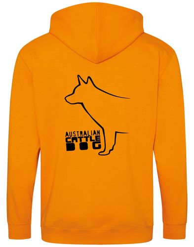 Unisex Australian Cattle Dog Zipped Hoodie Orange Crush (Black)