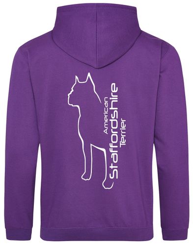 Unisex American Staffordshire Terrier Pullover Hoodie Purple (White)