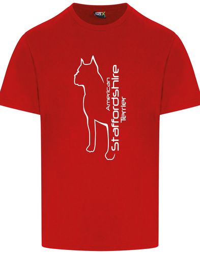 Unisex American Staffordshire Terrier Roundneck T-Shirt Red (White)