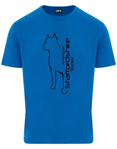 Unisex American Staffordshire Terrier Roundneck T-Shirt Sapphire Blue (Black)