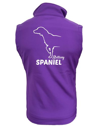 Female Brittany Spaniel Softshell Gilet Purple (White)