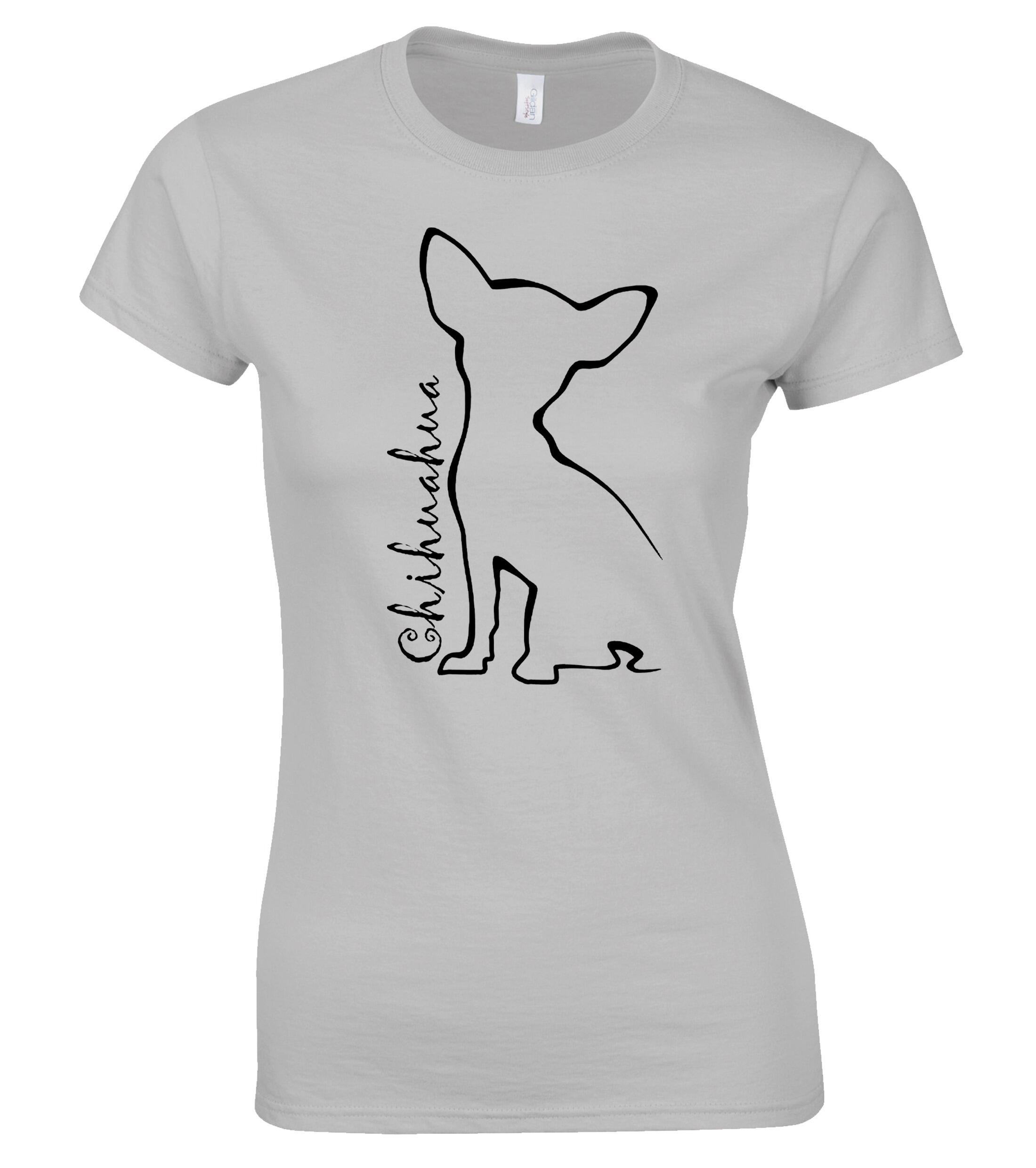 Female Roundneck T-shirt with Chihuahua Outline Design – Style for Every Dog Lover