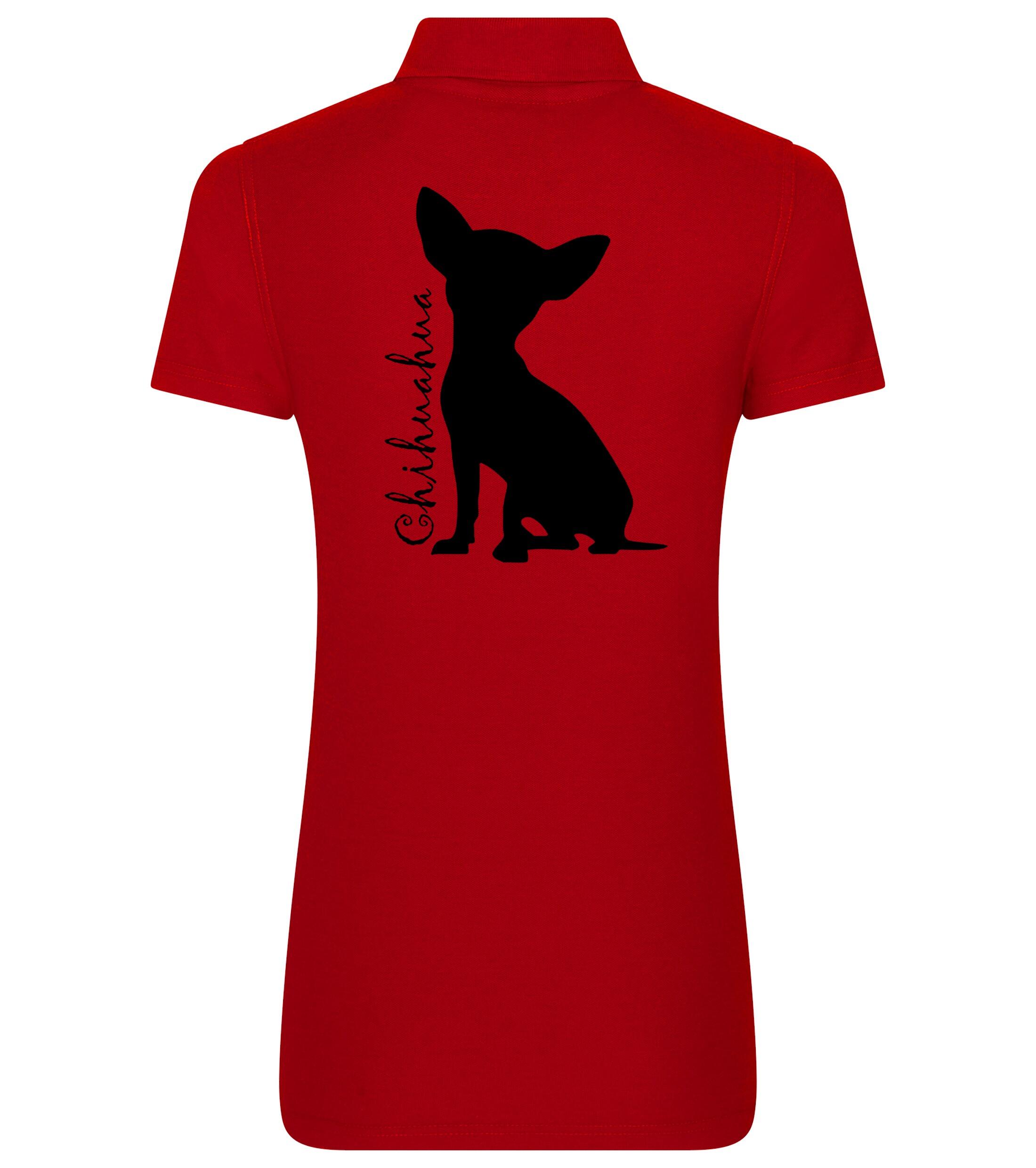 Women’s Cotton Polo with Chihuahua Silhouette Design – Essential Style for Chihuahua Lovers