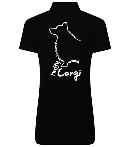 Women’s Cotton Polo with Corgi Fluffy Dog Breed Design – Chic Comfort for Corgi Fluffy Fans