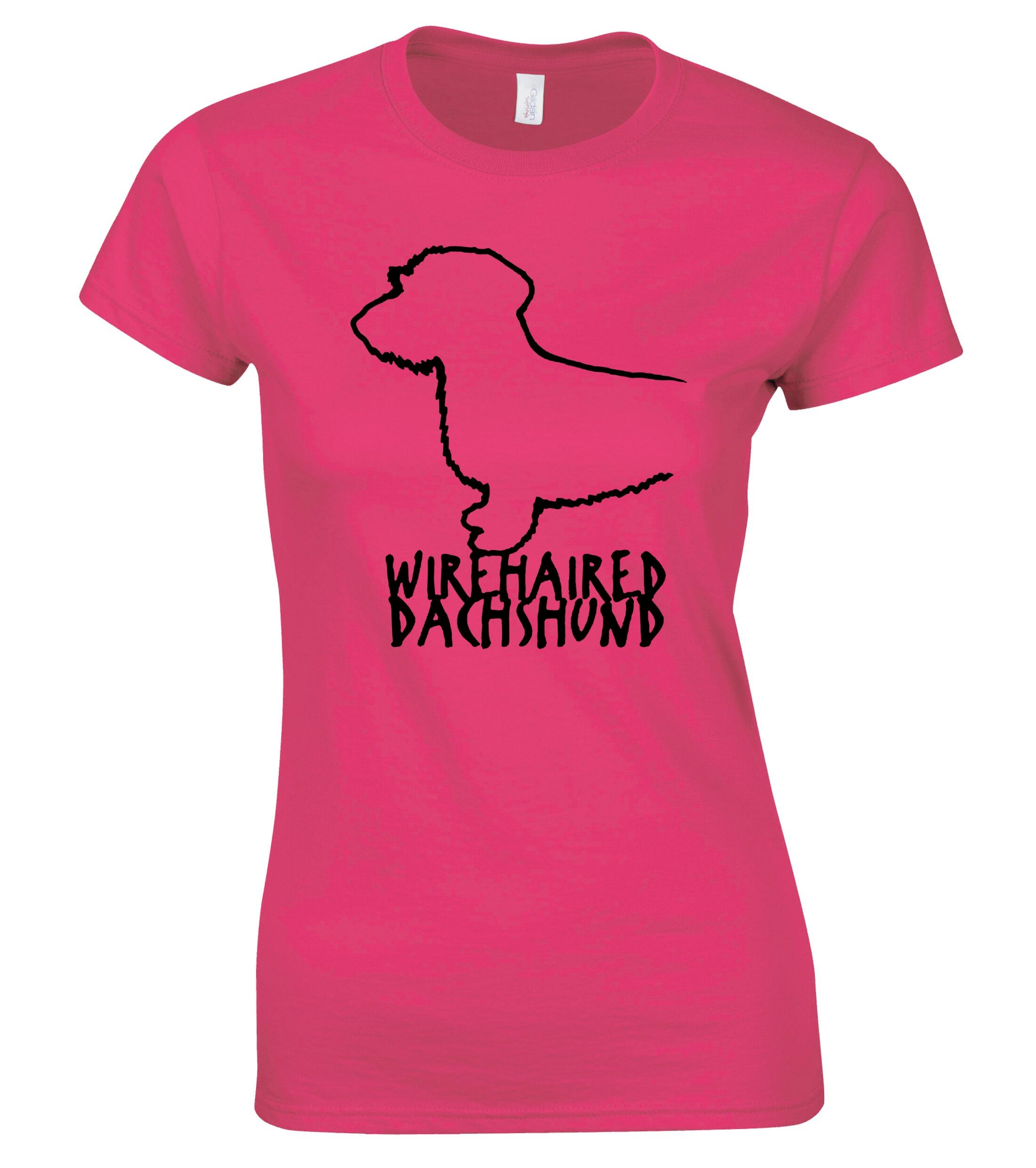 Dachshund (Wirehaired) Dog Breed Design Women’s Roundneck T-Shirt – Celebrate Your Love in Style