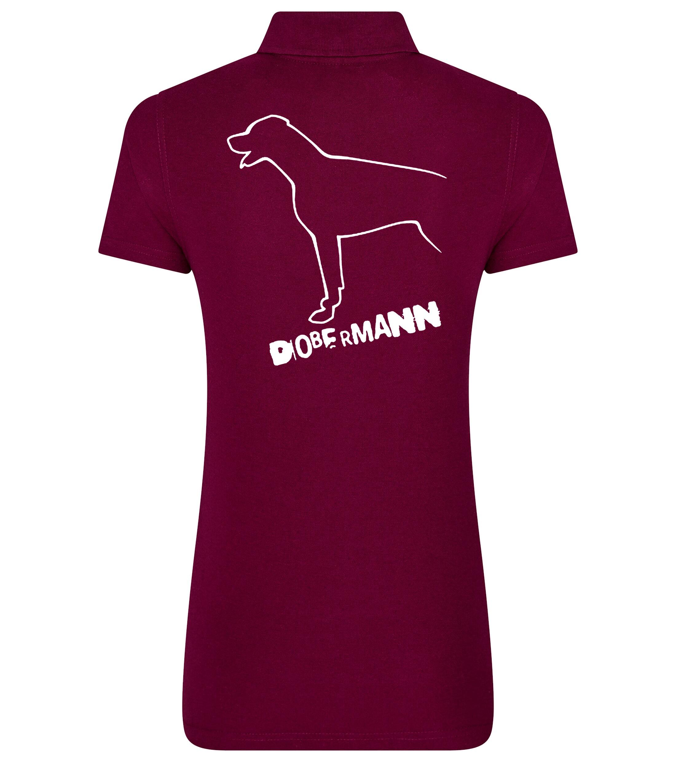 Dobermann (Outline) Women’s Cotton Polo – Timeless Elegance for Dobermann Enthusiasts