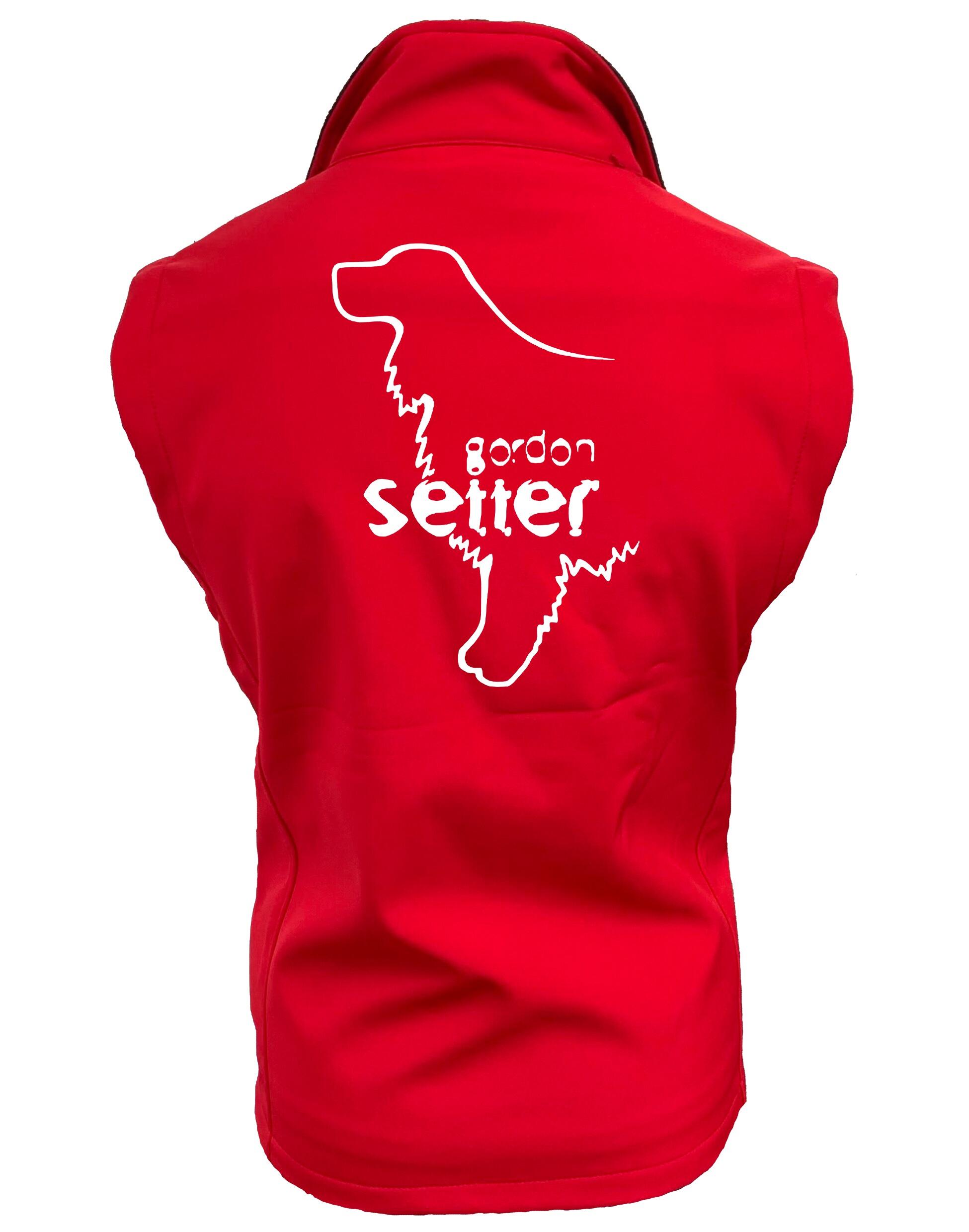 Unisex Softshell Gilet featuring exclusive Gordon Setter design, water-resistant fabric, fleece lining, and practical full-zip with side pockets.