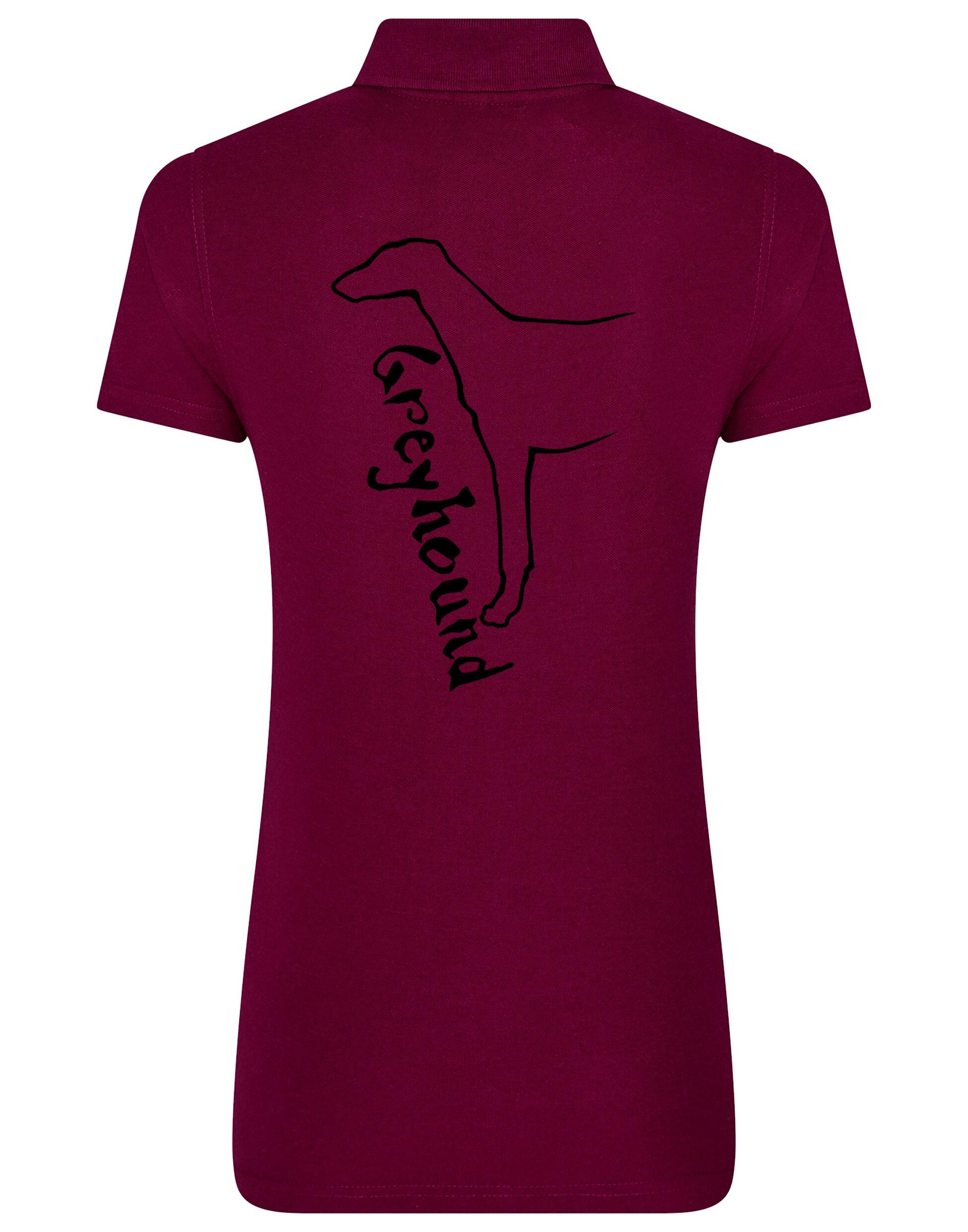 Women’s cotton polo with exclusive Greyhound design, featuring breathable fabric, feminine fit, and stylish elegance for dog lovers.