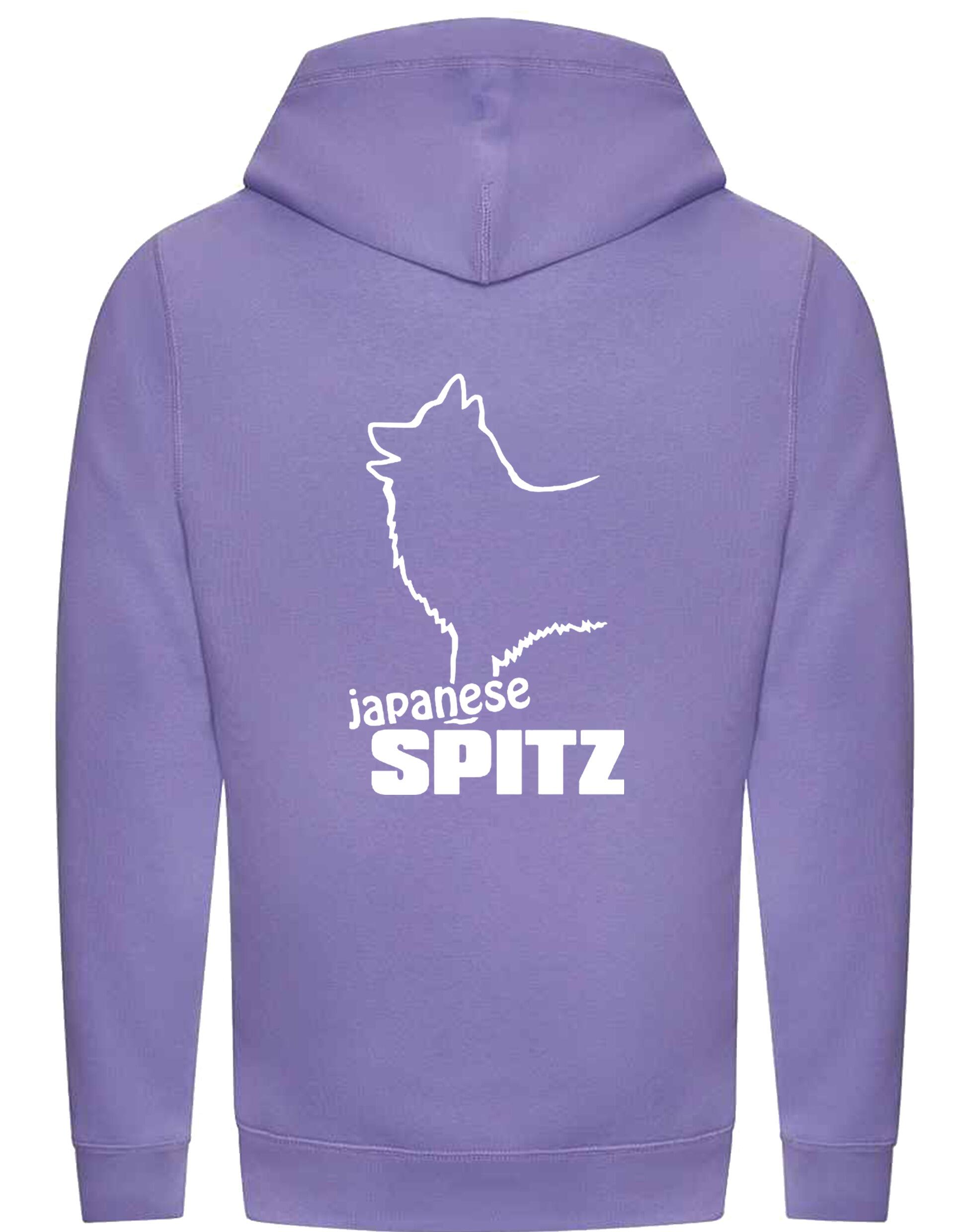 Unisex crossneck hoodie featuring exclusive Japanese Spitz artwork, designed for breed enthusiasts.