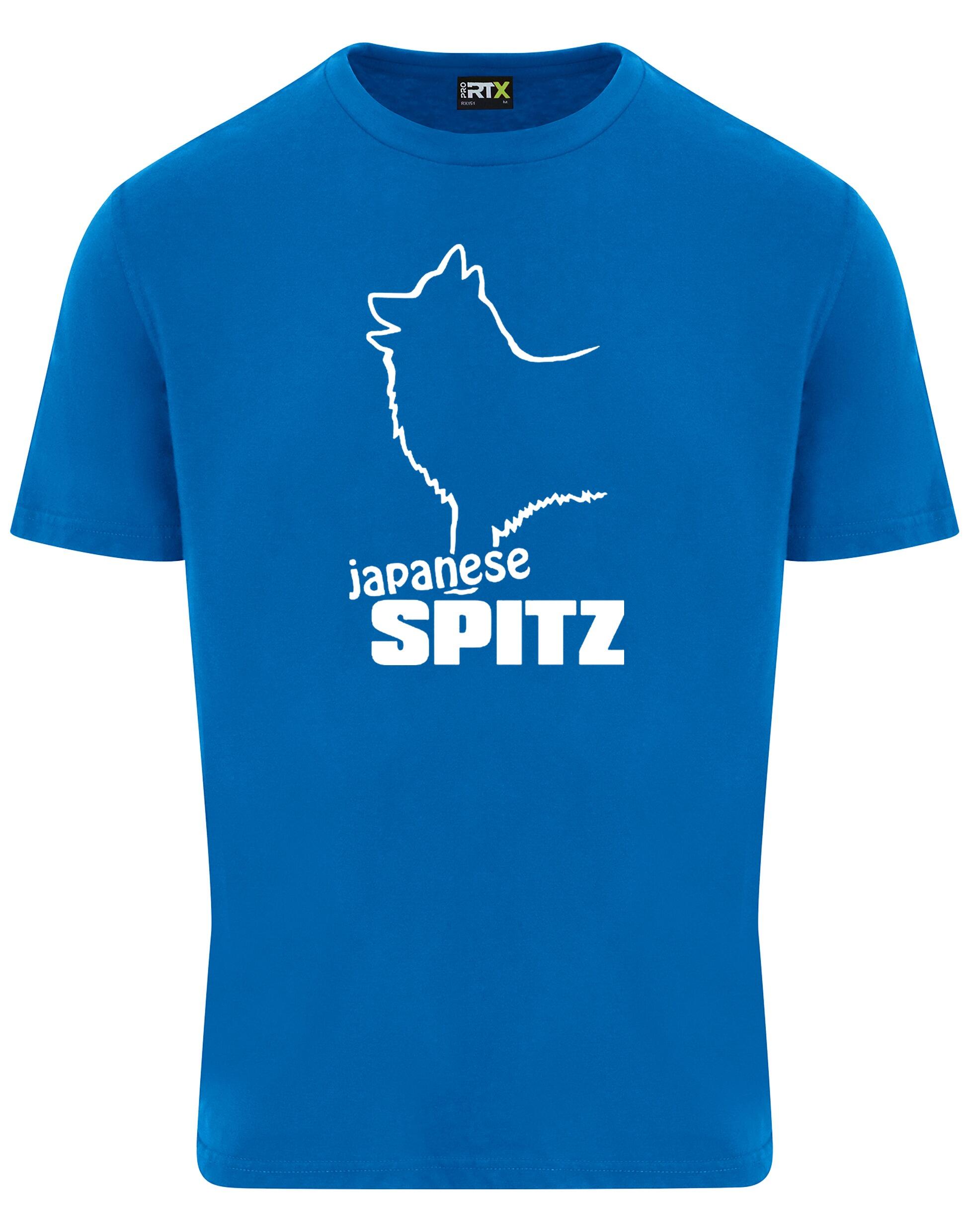 Unisex roundneck T-shirt with exclusive Japanese Spitz artwork, perfect for breed enthusiasts.
