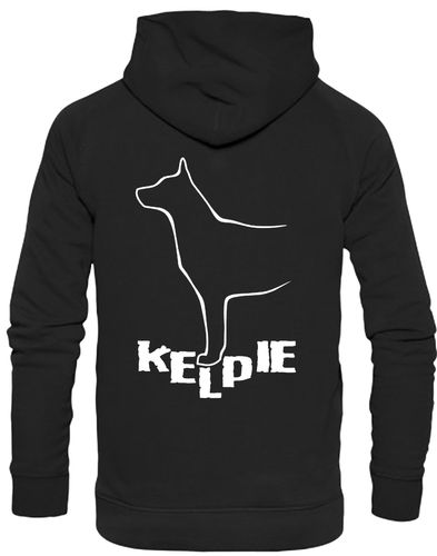 Kelpi Design Pullover Hoodie featuring exclusive breed-inspired artwork, cozy fleece interior, and personalization options for dog lovers.