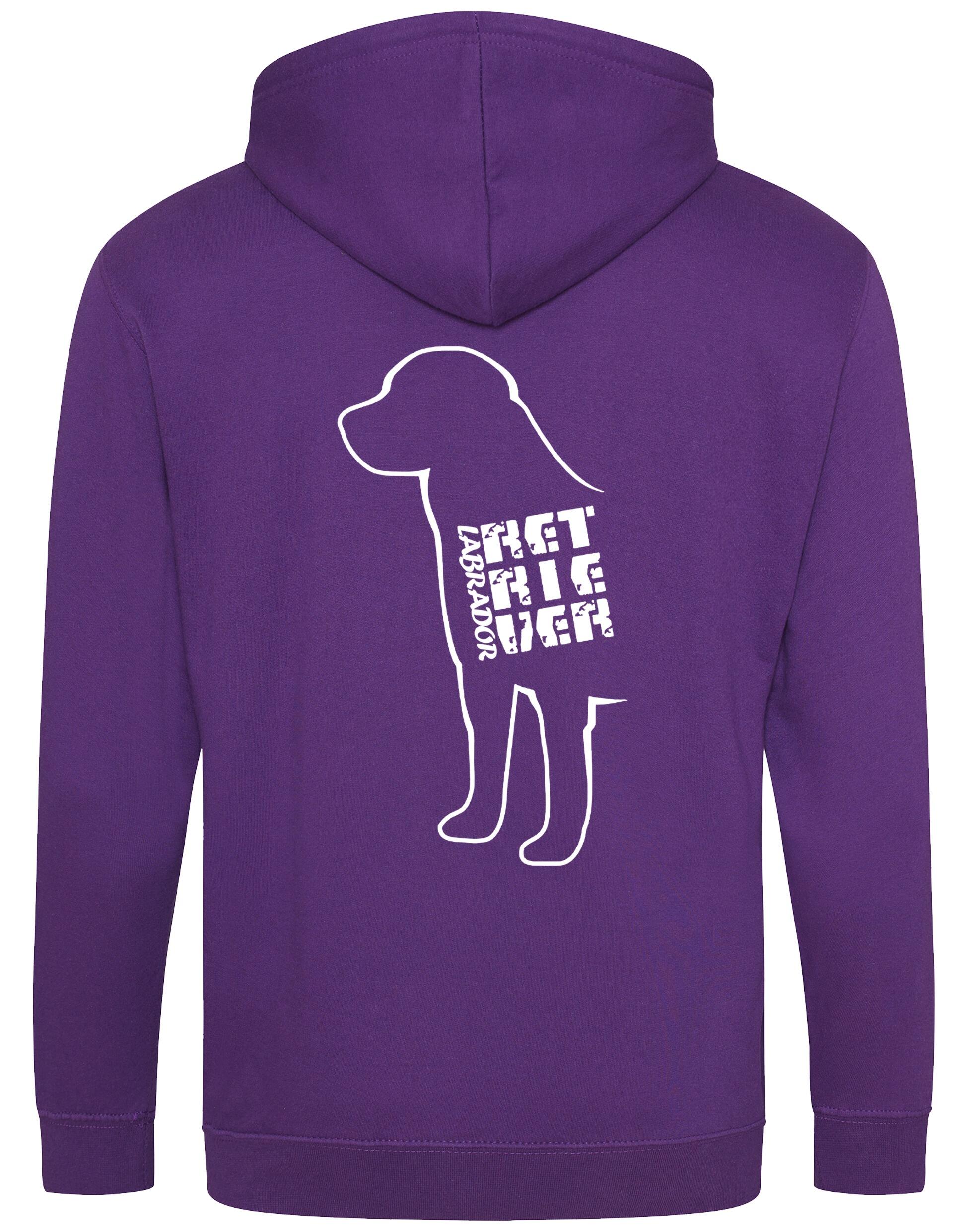 Zipped hoodie with exclusive Labrador Retriever artwork and paw print accents, crafted from durable heavy-blend fabric with a cozy fleece interior, full-zip closure, and practical pockets.