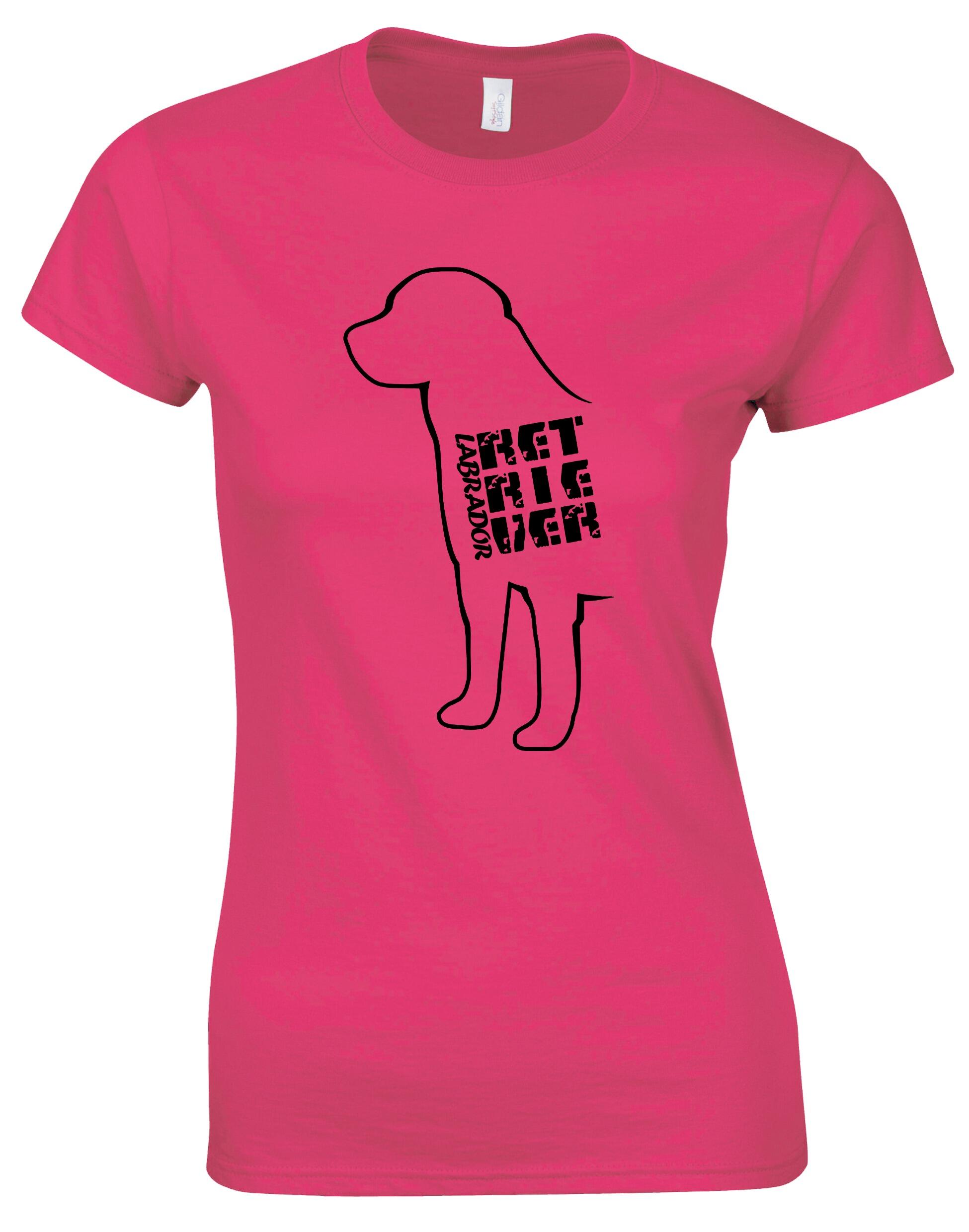 Female roundneck T-shirt featuring exclusive Labrador Retriever artwork, crafted from soft premium cotton with a flattering feminine fit and a classic neckline.