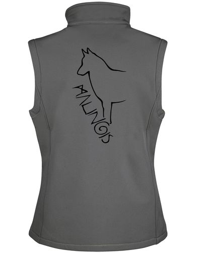 Malinois Women’s Softshell Jacket featuring exclusive breed design and water-resistant fabric.