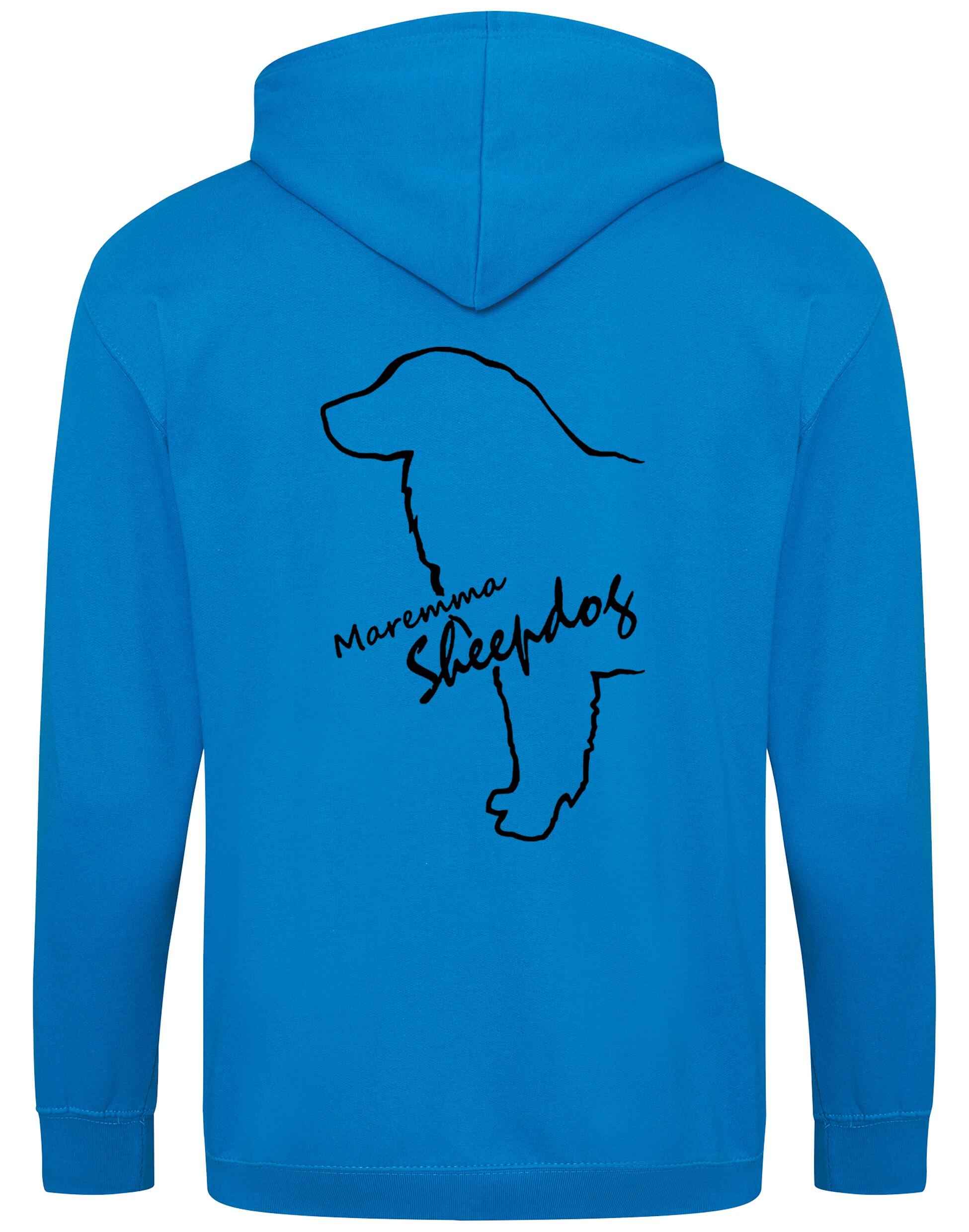 Maremma Sheepdog zipped hoodie with exclusive breed artwork, a warm fleece interior, and personalisation options.