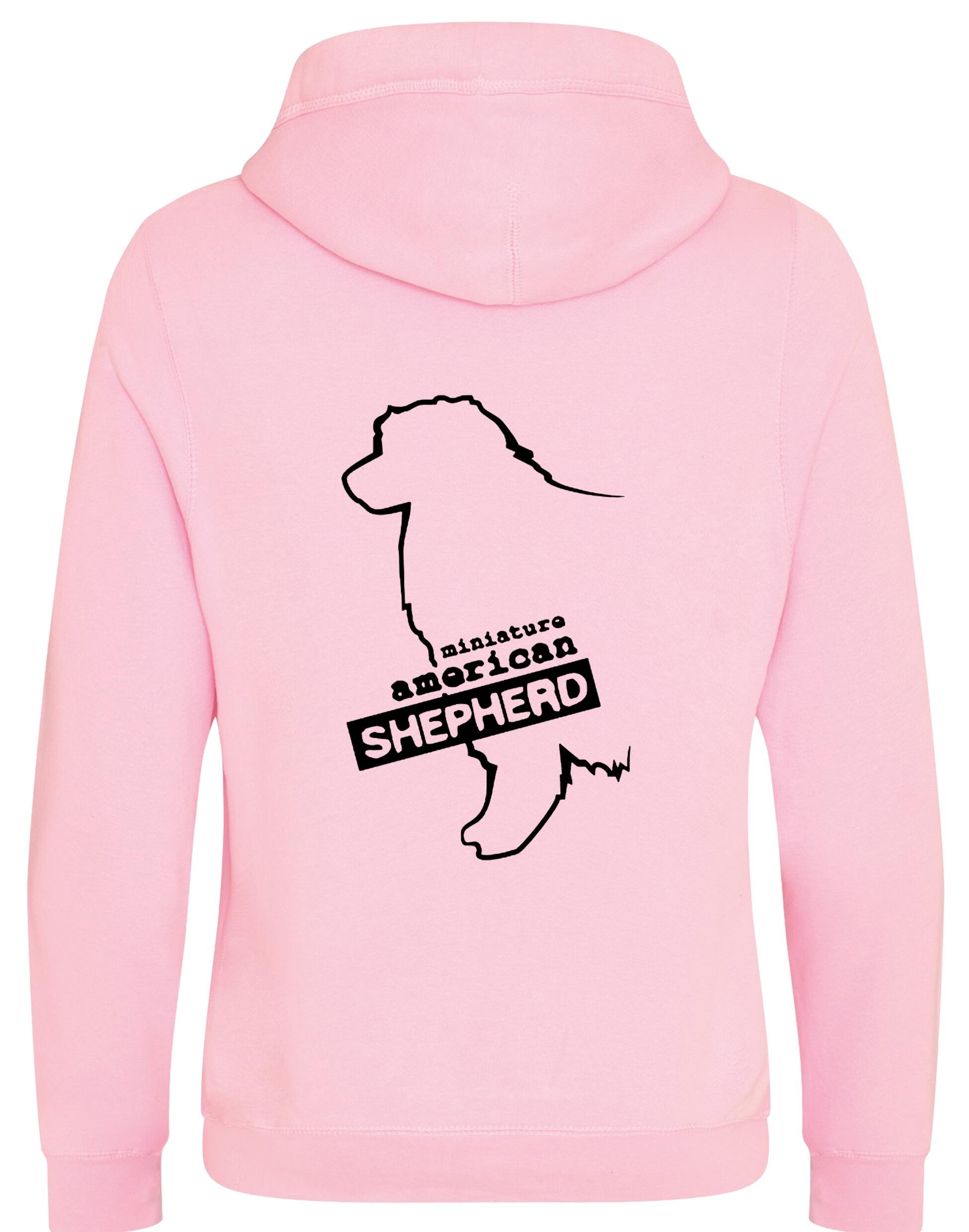 Miniature American Shepherd Crossneck Pullover Hoodie featuring exclusive breed artwork, soft fleece lining, and a stylish modern design.