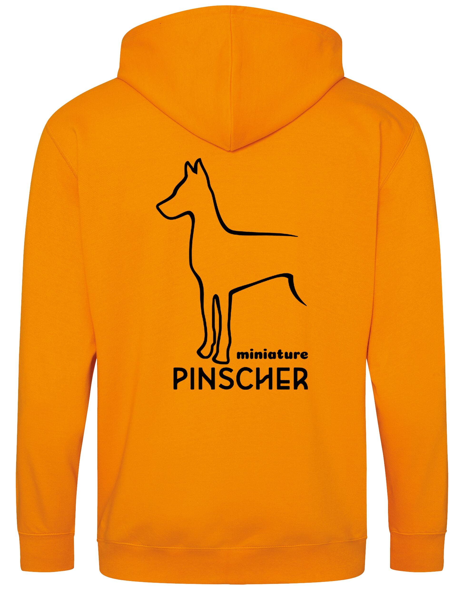 Miniature Pinscher Zipped Hoodie with exclusive breed design, soft fleece lining, and customisation options.