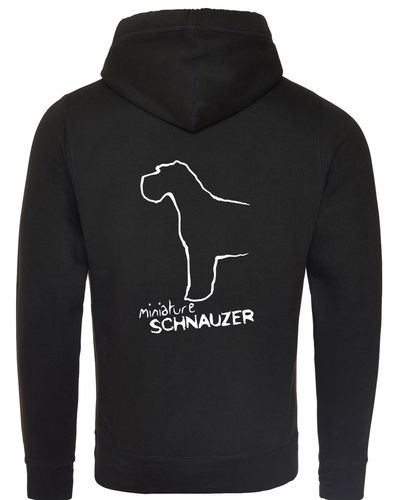Miniature Schnauzer Crossneck Pullover Hoodie with exclusive breed artwork, modern design, and cosy fleece lining for dog lovers.