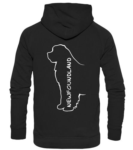 Newfoundland Design Pullover Hoodie with exclusive breed artwork, paw prints, and customisation options, made from heavy-blend fleece for warmth and comfort.