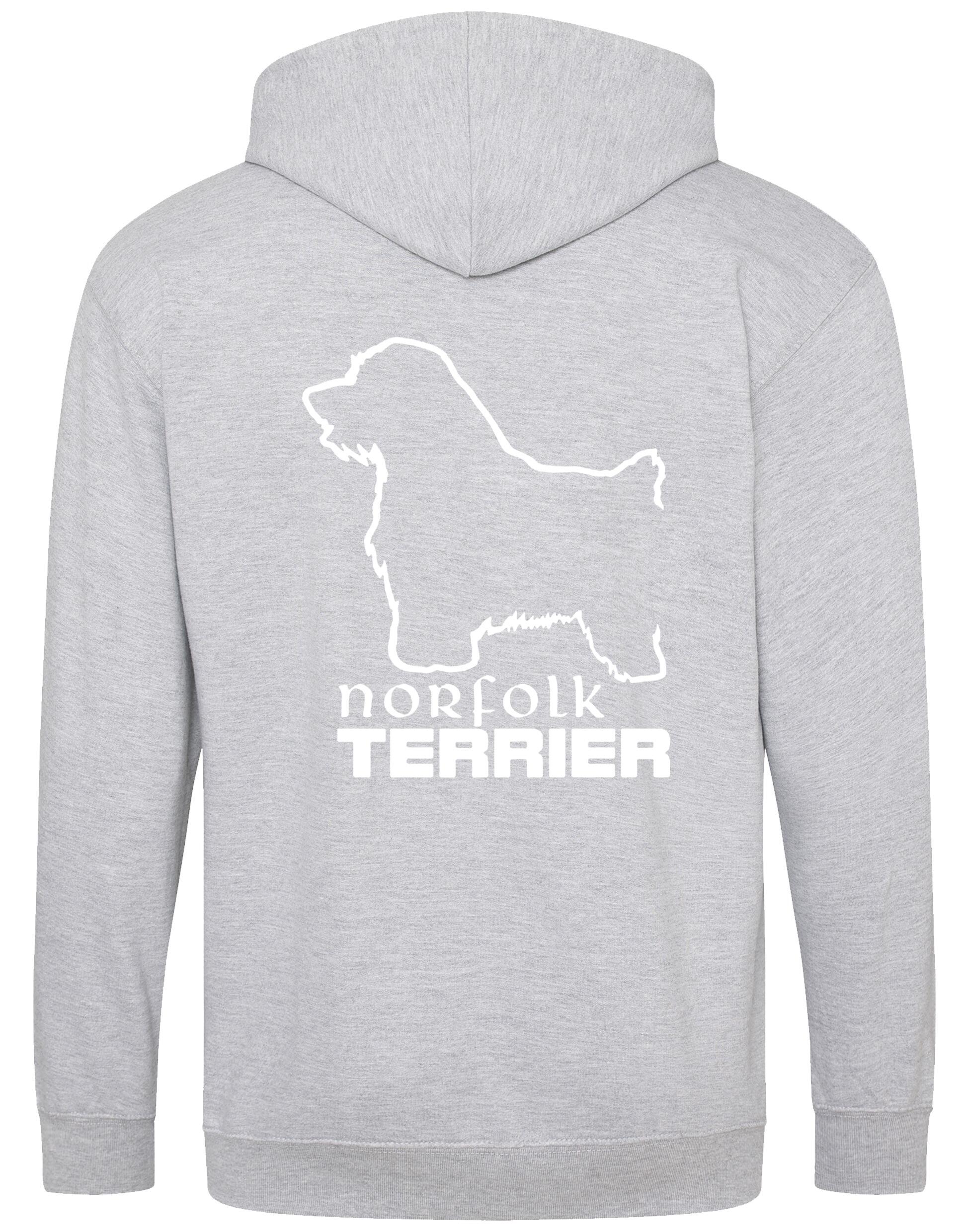 Norfolk Terrier Zipped Hoodie featuring exclusive breed artwork, heavy-blend fleece, full-zip closure, and spacious front pockets. Perfect for Norfolk Terrier lovers seeking warmth, comfort, and style.