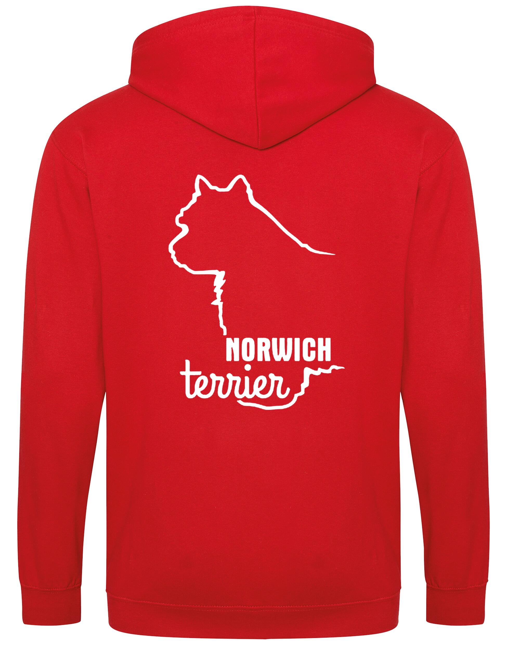 Norwich Terrier Zipped Hoodie featuring exclusive breed artwork, full-zip closure, soft fleece lining, and functional front pockets. Designed for comfort, style, and practicality—perfect for Norwich Terrier lovers, dog events, and casual wear.