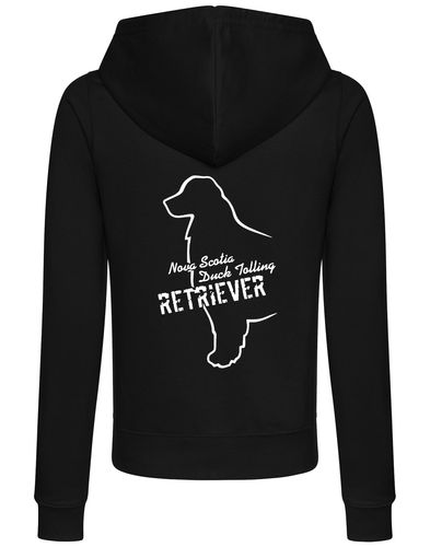 Soft and breathable Nova Scotia Duck Tolling Retriever women’s zipped hoodie featuring a detailed breed design on the back. Includes a full-zip closure, a cozy hood, and spacious front pockets for practicality and warmth. Perfect for breed enthusiasts, casual wear, and outdoor adventures.
