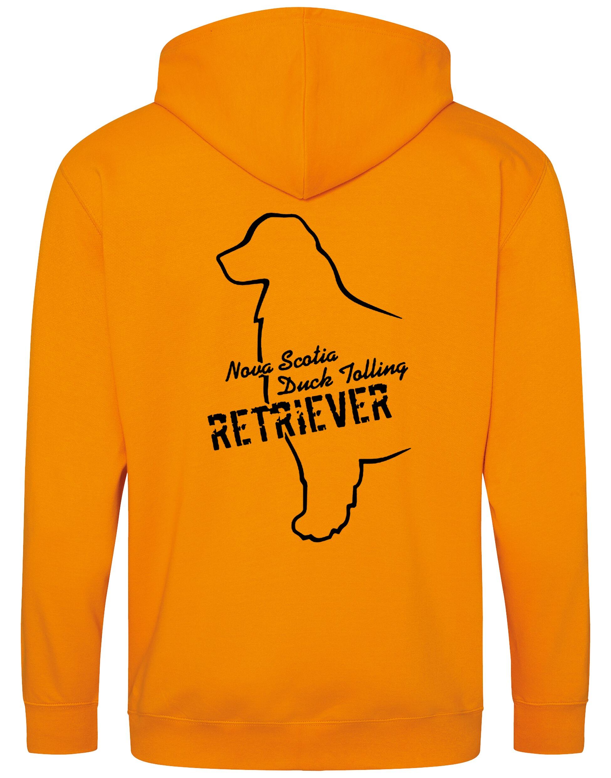 Soft and breathable Nova Scotia Duck Tolling Retriever zipped hoodie featuring a detailed breed design on the back. Includes a full-zip closure, cozy hood, and spacious front pockets for warmth and practicality. Perfect for breed enthusiasts, casual wear, and outdoor adventures.