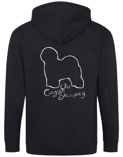 Old English Sheepdog Zipped Hoodie – cozy, fleece-lined, featuring exclusive breed artwork. A stylish and comfortable choice for dog lovers and breed enthusiasts.