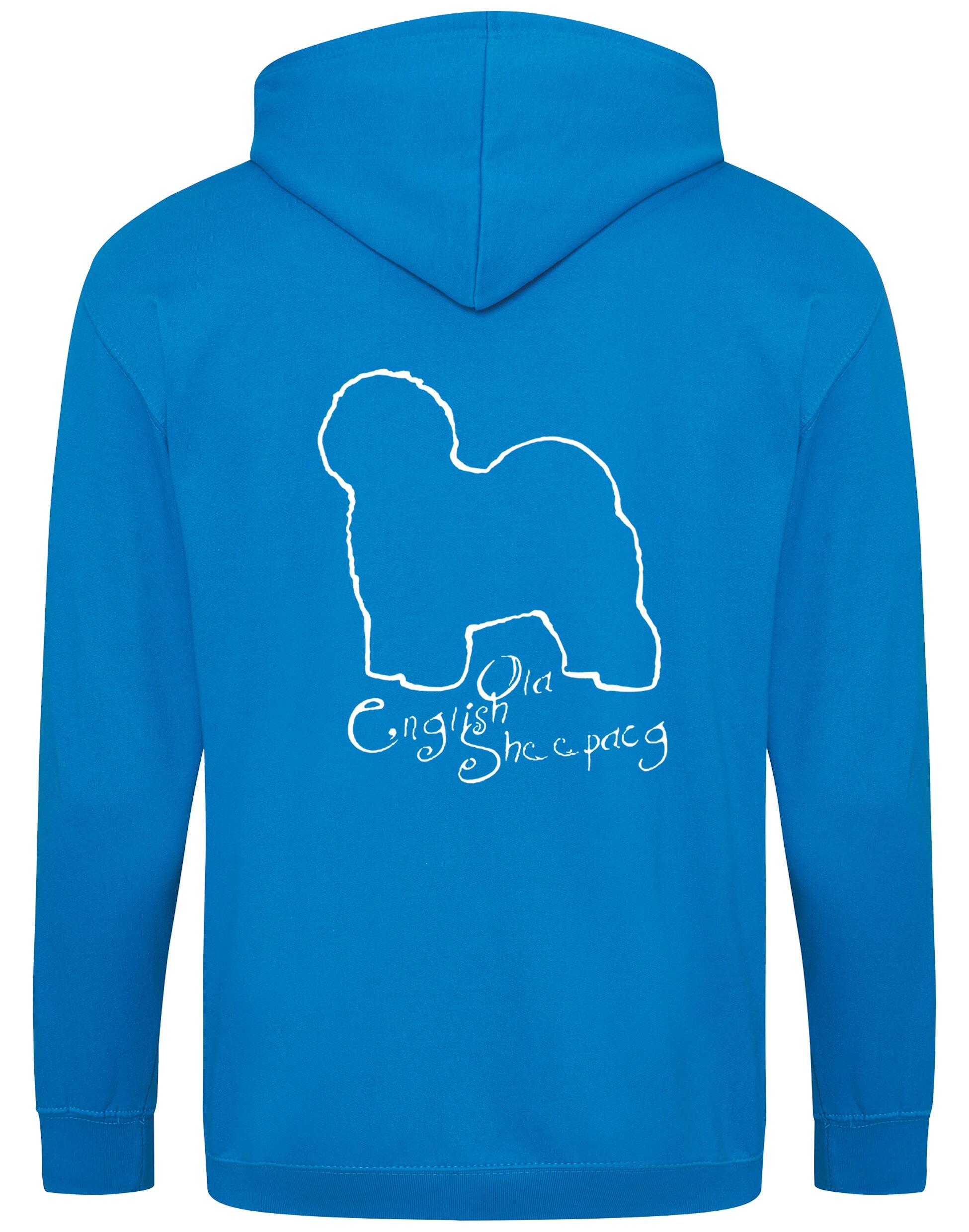 Old English Sheepdog Zipped Hoodie – cozy, fleece-lined, featuring exclusive breed artwork. A stylish and comfortable choice for dog lovers and breed enthusiasts.