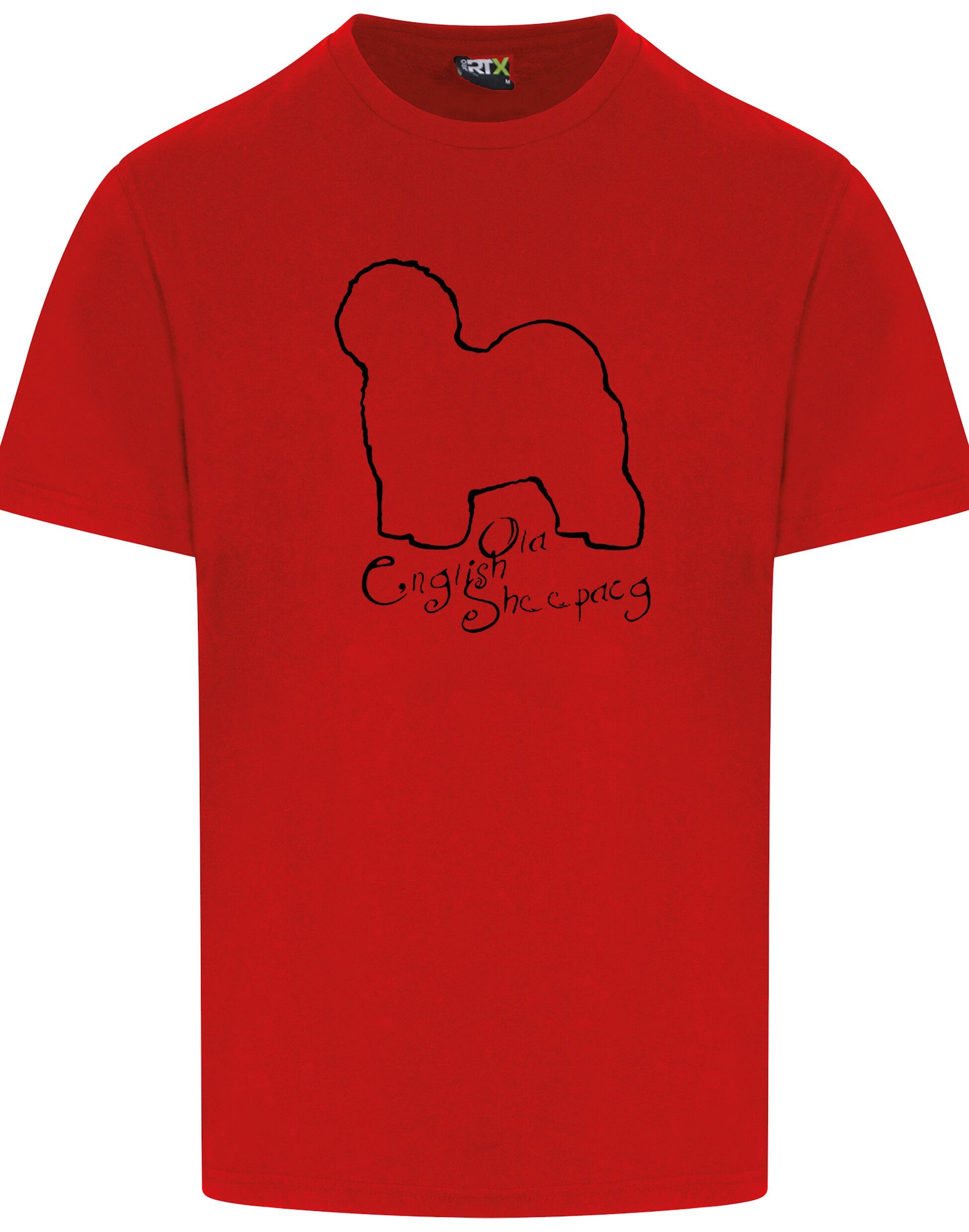 Old English Sheepdog Unisex Roundneck T-shirt – lightweight cotton fabric, relaxed fit, and exclusive breed artwork. A comfortable and stylish choice for dog lovers.