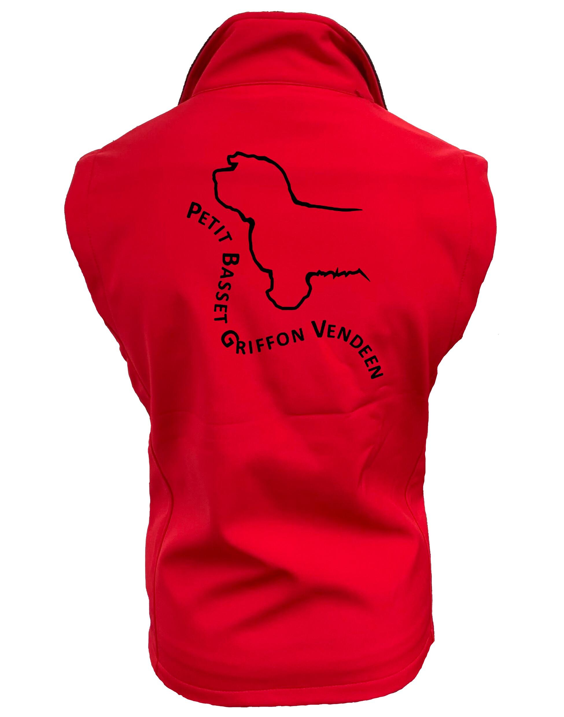 Petit Basset Griffon Vendéen Women’s Softshell Gilet – water-resistant, fleece-lined gilet with an exclusive breed design, full-zip front, tailored women’s fit, and personalization options.