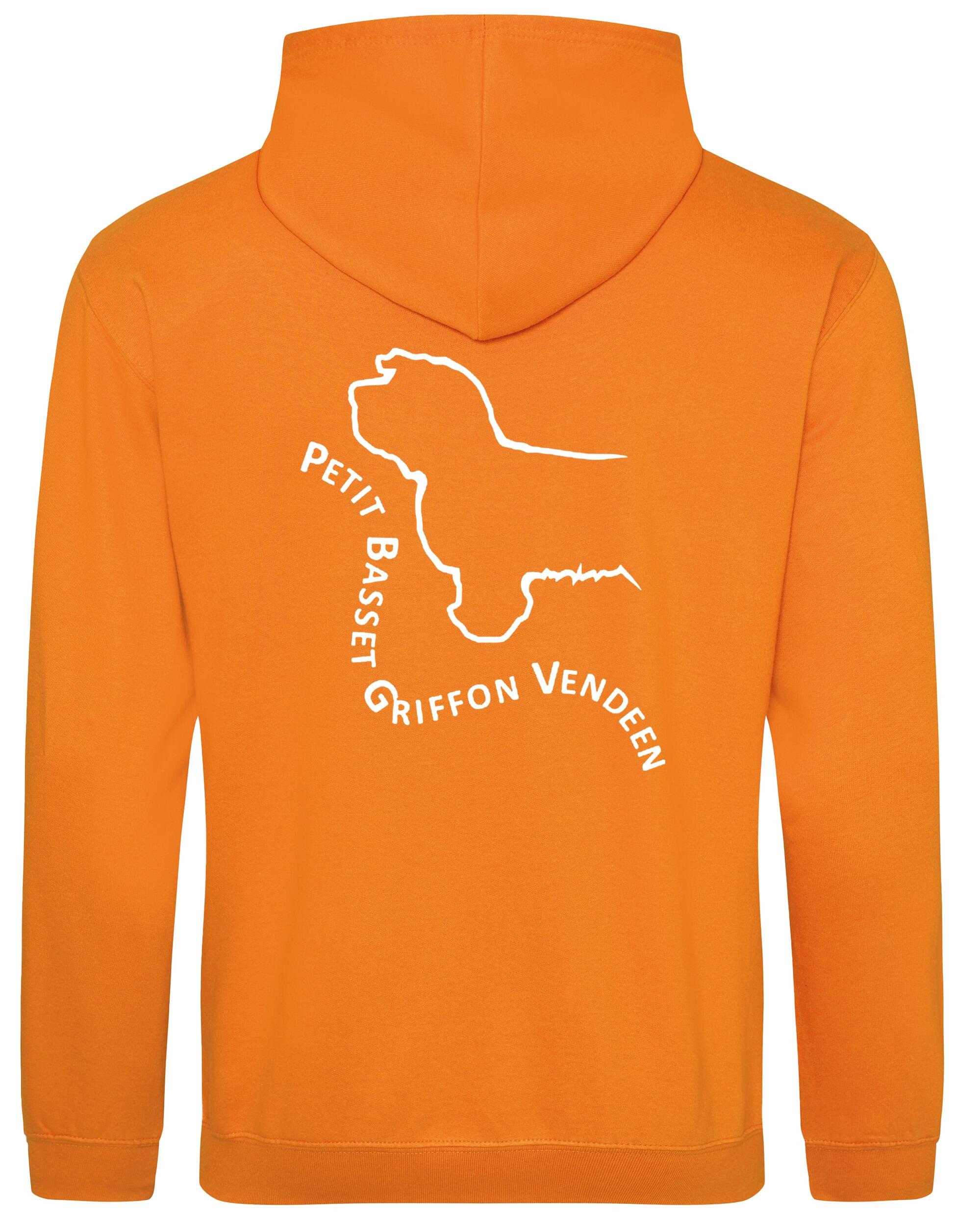 Petit Basset Griffon Vendéen Pullover Hoodie – warm fleece-lined hoodie featuring exclusive breed artwork, personalization options, a kangaroo pouch pocket, ribbed cuffs, and a double-fabric hood.