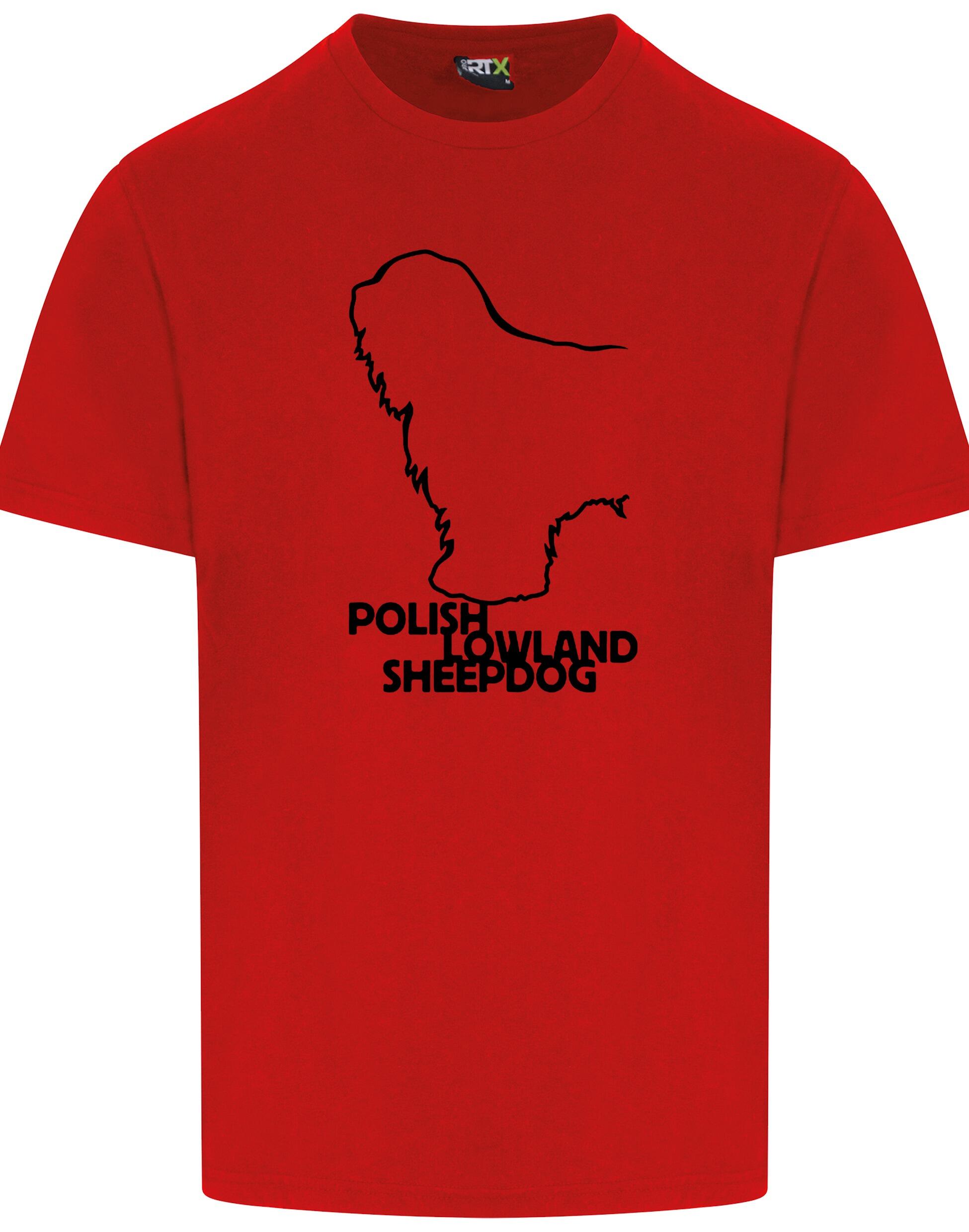 Polish Lowland Sheepdog Unisex Roundneck T-Shirt featuring exclusive breed artwork, a classic round neckline, and soft breathable cotton fabric for everyday comfort and style.