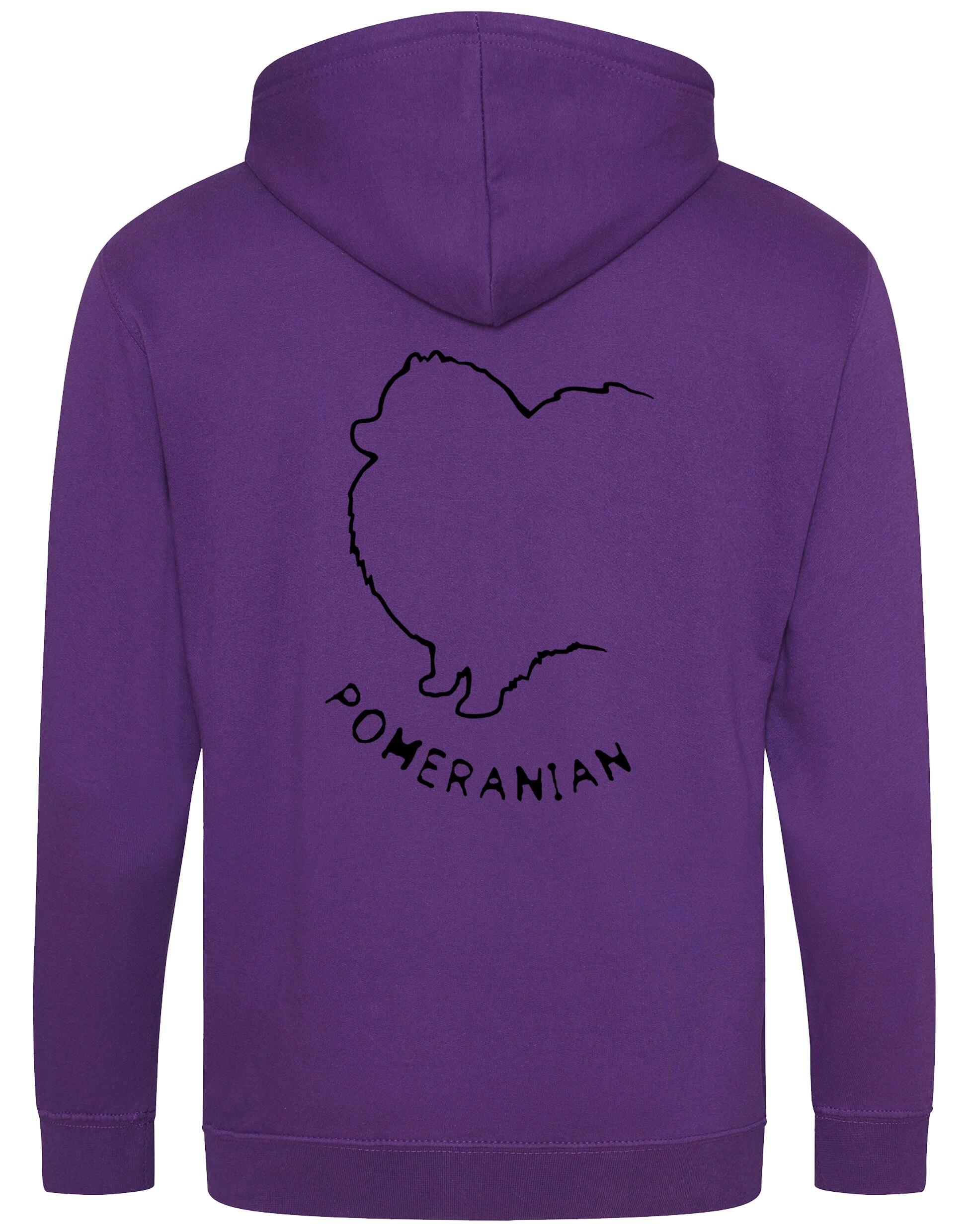 Pomeranian Zipped Hoodie featuring exclusive breed artwork, a soft fleece interior, and practical front pockets for warmth and functionality.