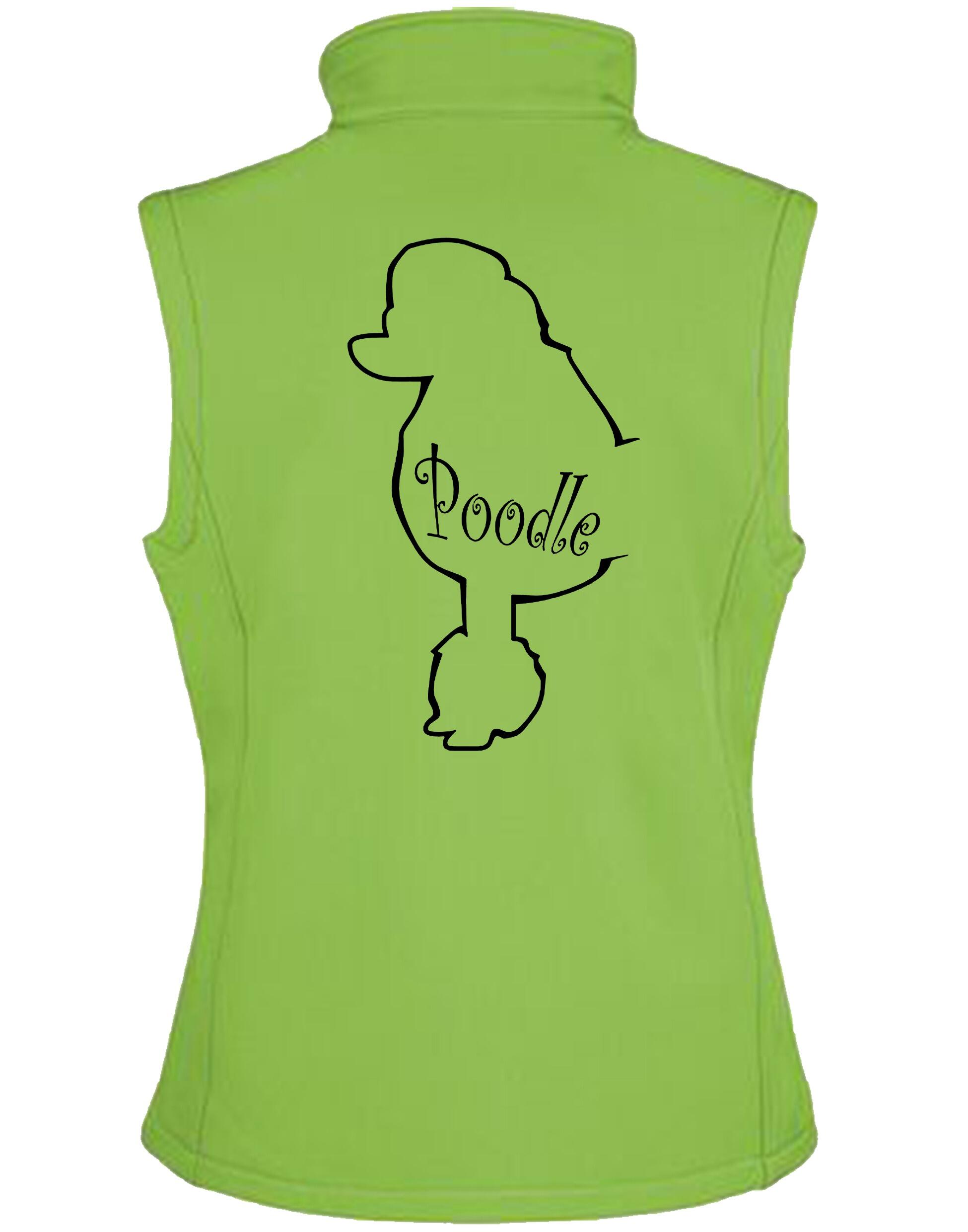 Poodle Women’s Softshell Jacket featuring exclusive breed artwork, fleece lining, and water-resistant fabric for stylish outdoor comfort.