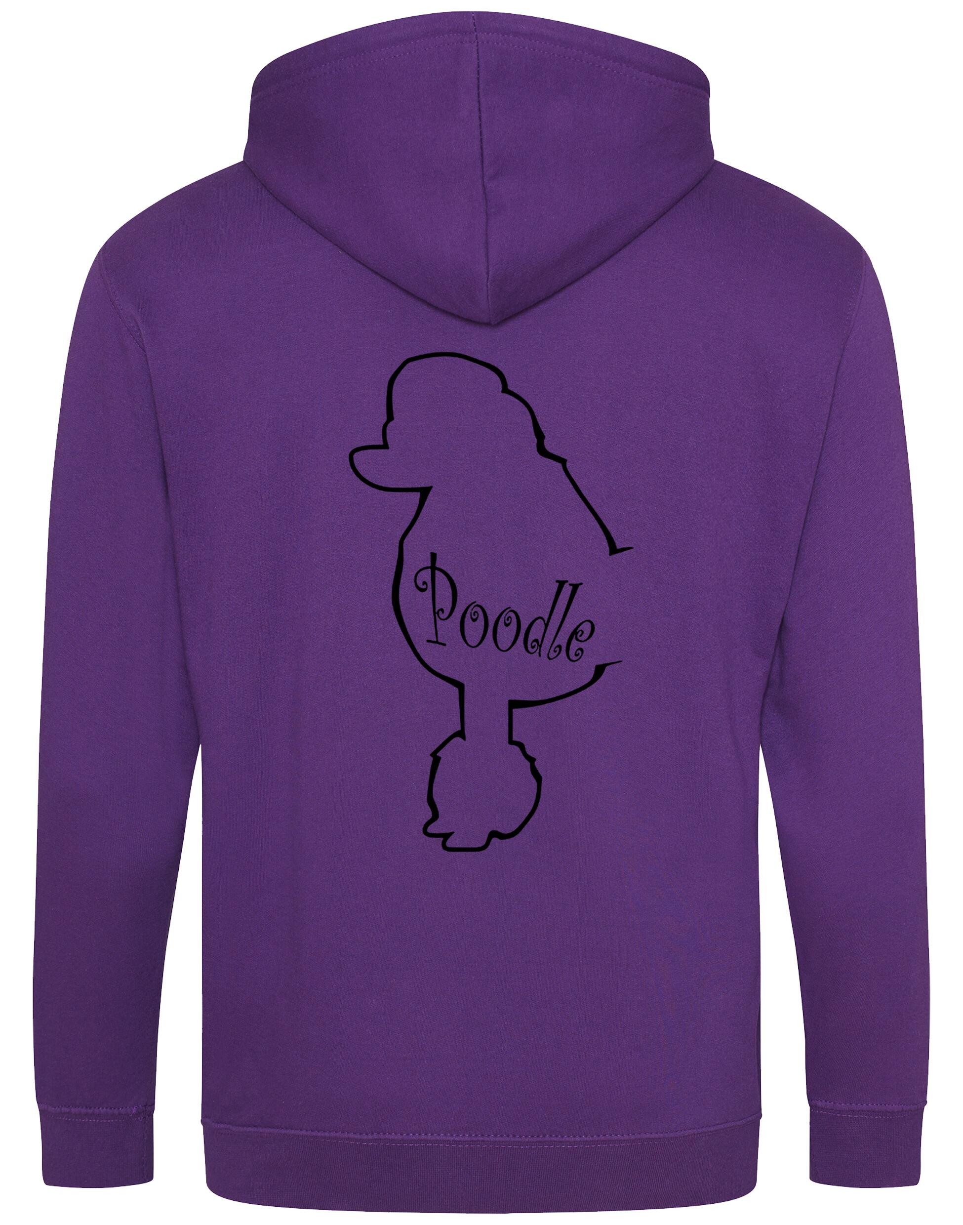 Poodle Zipped Hoodie featuring exclusive breed artwork, full-zip closure, and soft fleece interior for stylish comfort.