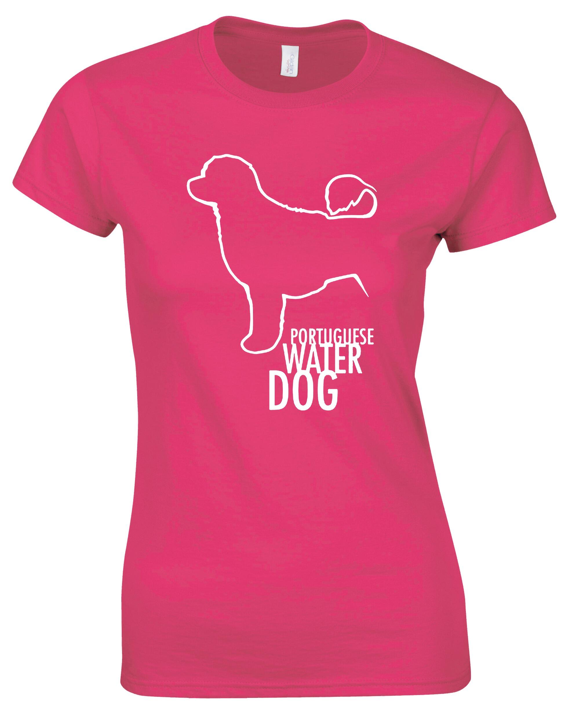 Female Portuguese Water Dog Roundneck T-shirt featuring an exclusive breed design, crafted from premium cotton for breathable, all-day comfort and a flattering feminine fit.