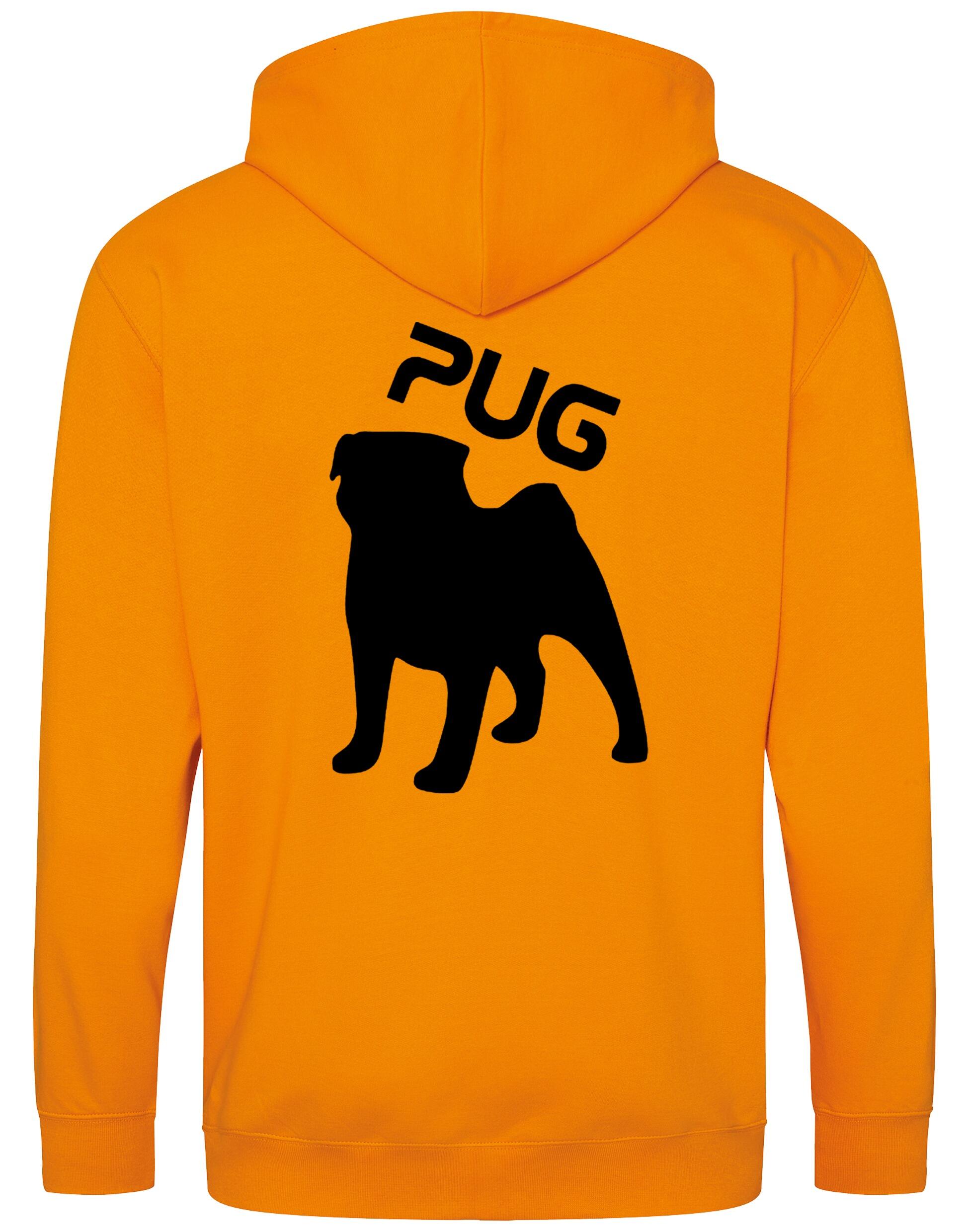 Unisex Pug (Silhouette) Zipped Hoodie featuring exclusive silhouette artwork, crafted from heavy-blend fabric with a brushed fleece interior, a full-zip closure, and a spacious kangaroo pocket for stylish, comfortable outdoor wear.