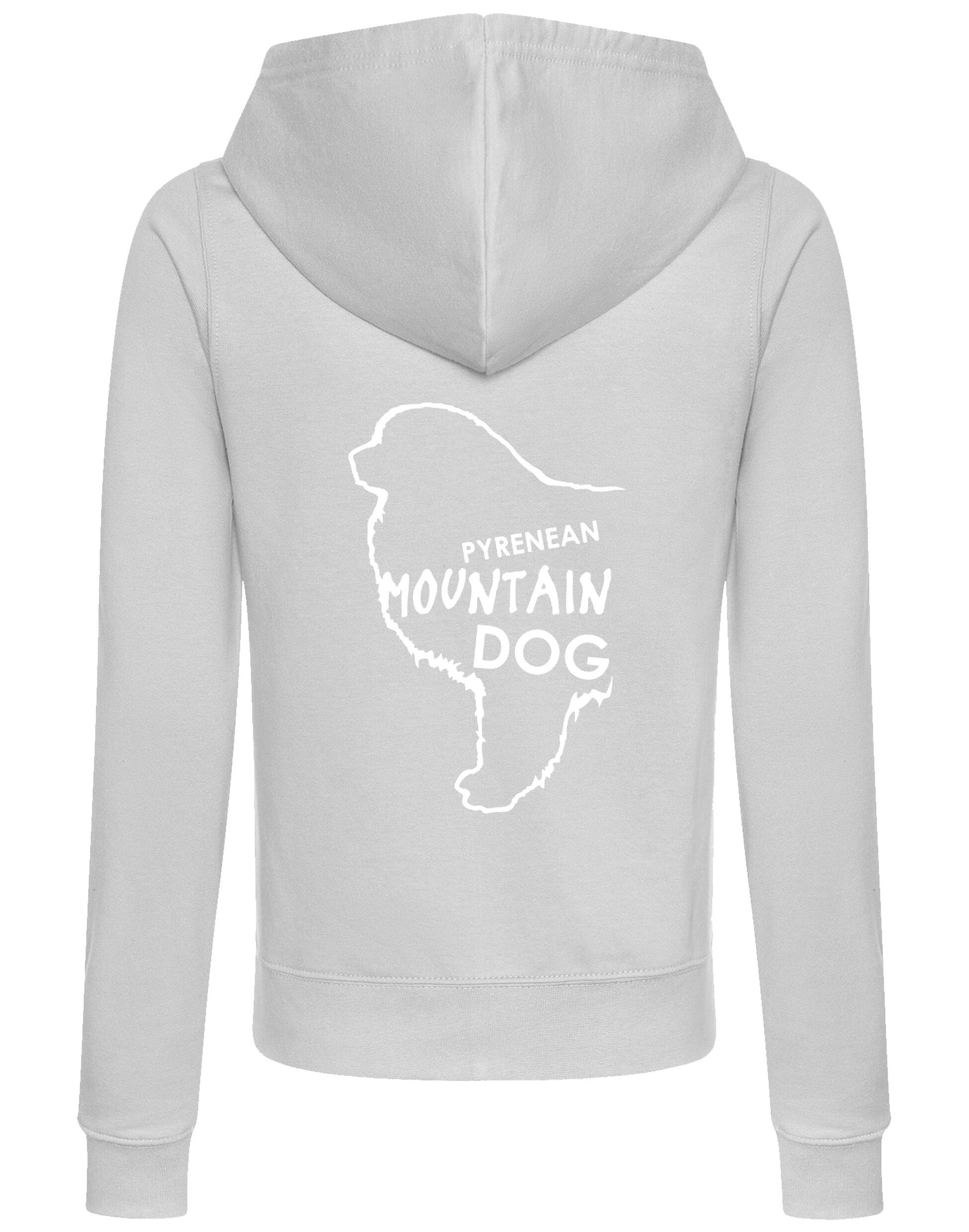 Women's Pyrenean Mountain Dog Zipped Hoodie featuring exclusive breed artwork with personalization options, crafted from premium breathable materials for all-day comfort and a flattering feminine fit, perfect for dog events and outdoor adventures.