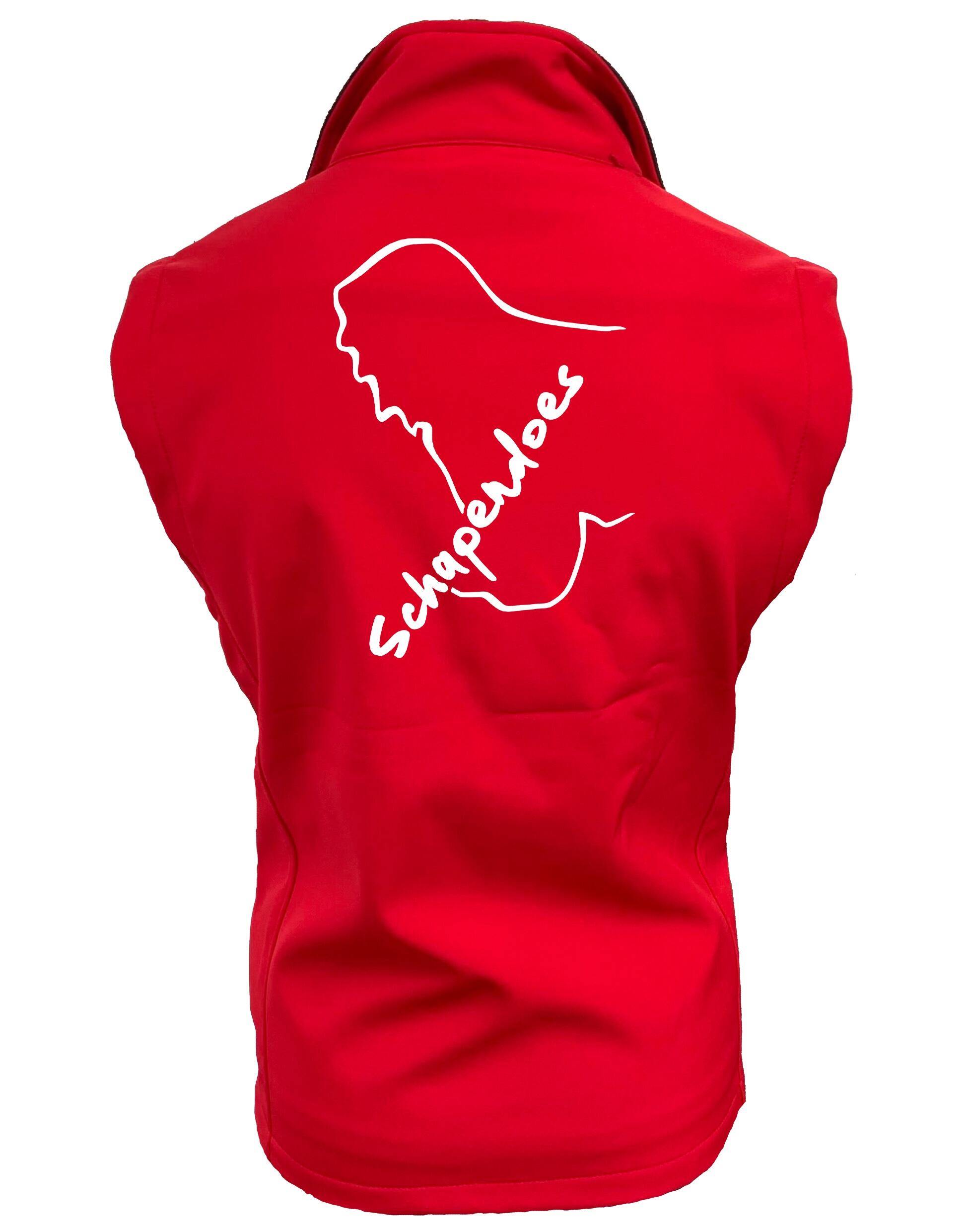 Schapendoes Women’s Softshell Gilet featuring exclusive breed artwork, water-resistant fabric, flattering tailored fit, full-zip front, and personalization options designed for stylish comfort and breed pride.