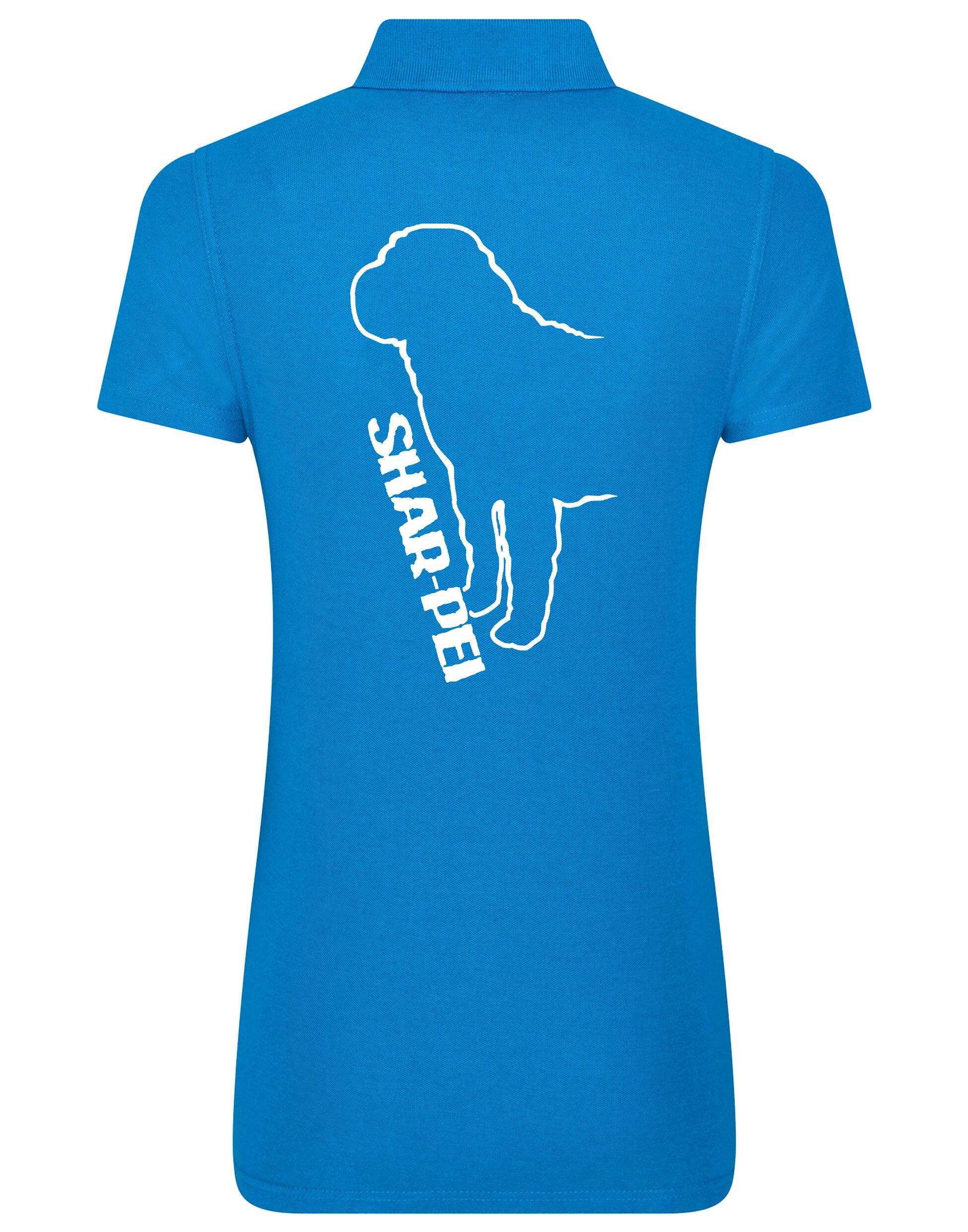 Women's Cotton Polo featuring exclusive Shar Pei graphic design.