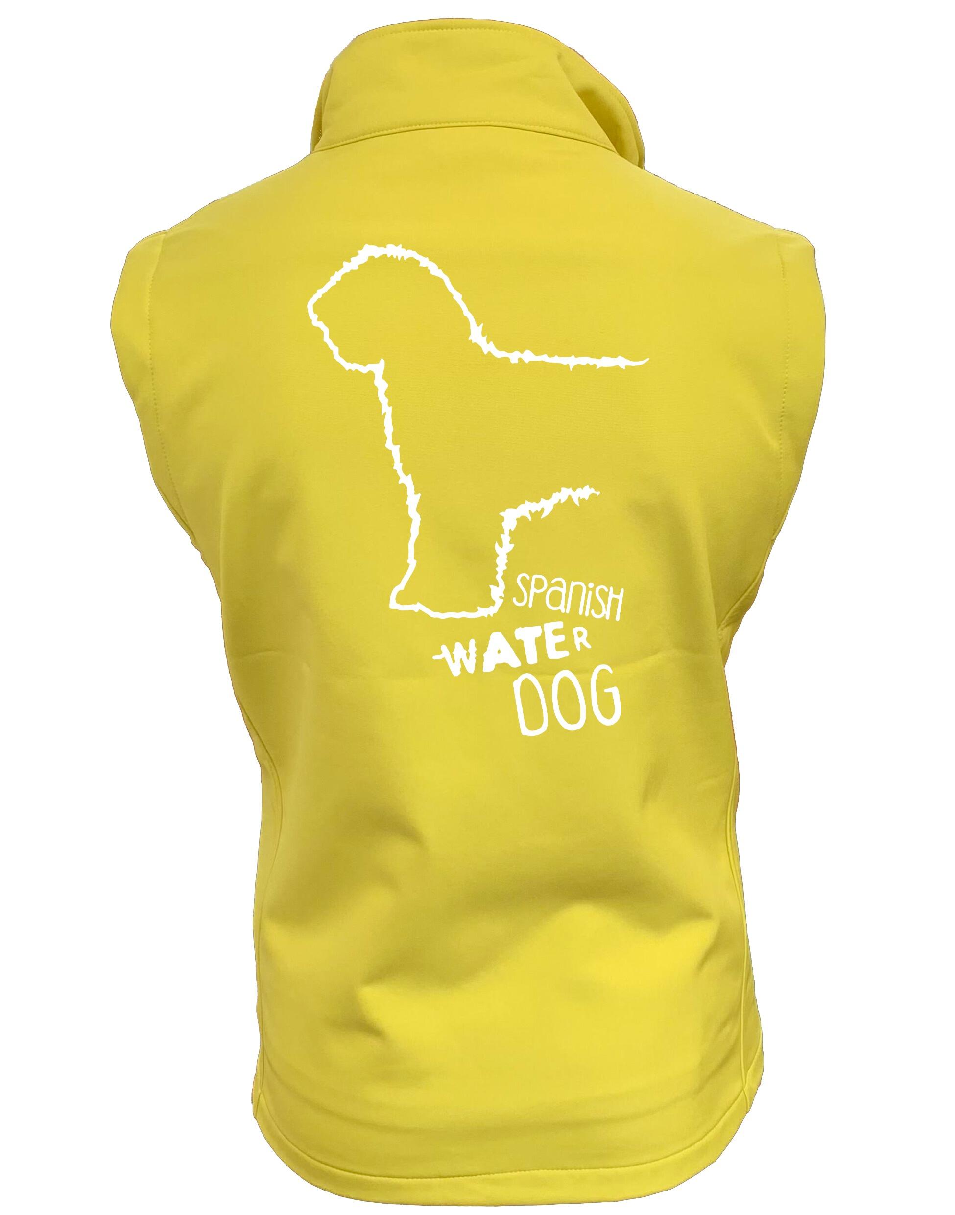 Unisex softshell jacket featuring a detailed Spanish Water Dog design on the back. Water-resistant with a fleece lining, perfect for outdoor walks, dog events, and casual wear. Ideal for breed lovers seeking comfort and style.
