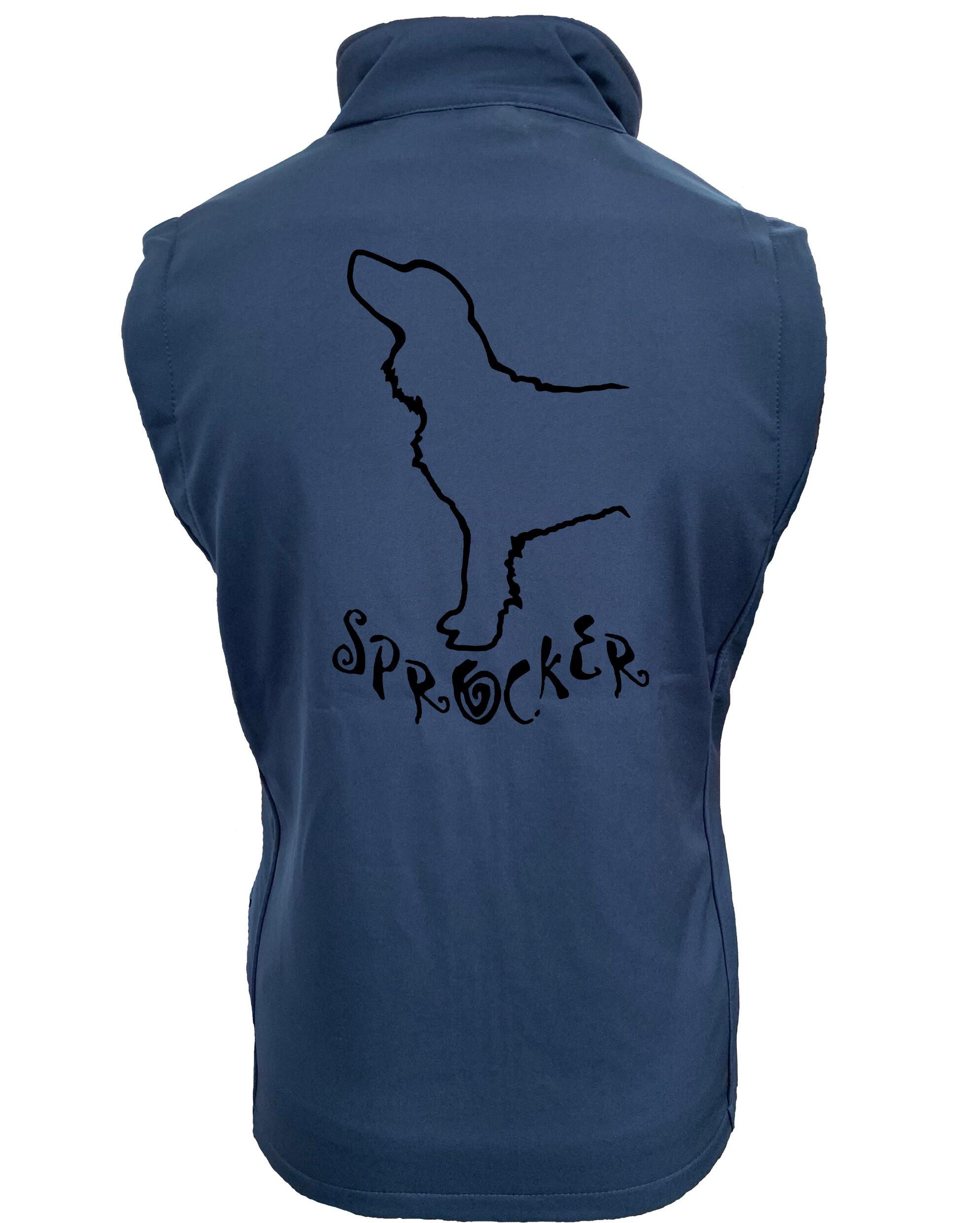 Unisex softshell jacket featuring exclusive Sprocker Spaniel design on the back. Water-resistant with fleece lining, designed for outdoor comfort and style. Ideal for walks, training, and showing your love for the Sprocker breed.