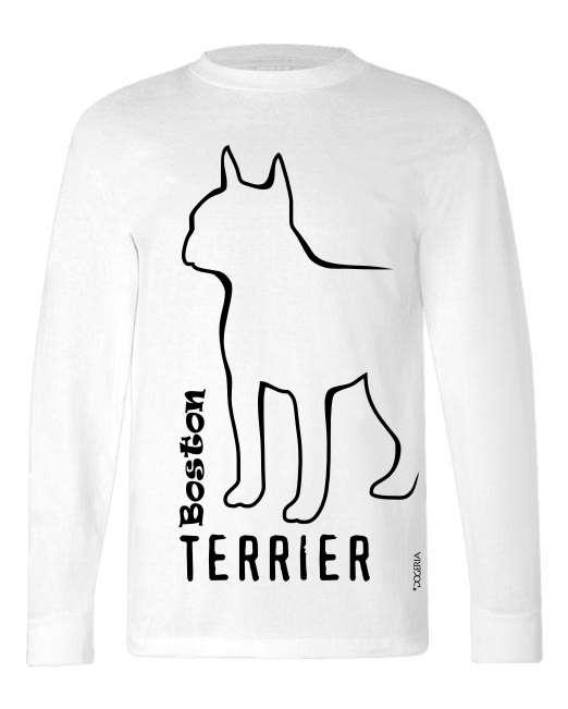 Boston Terrier T-Shirt Adult Long-Sleeved Premium Cotton