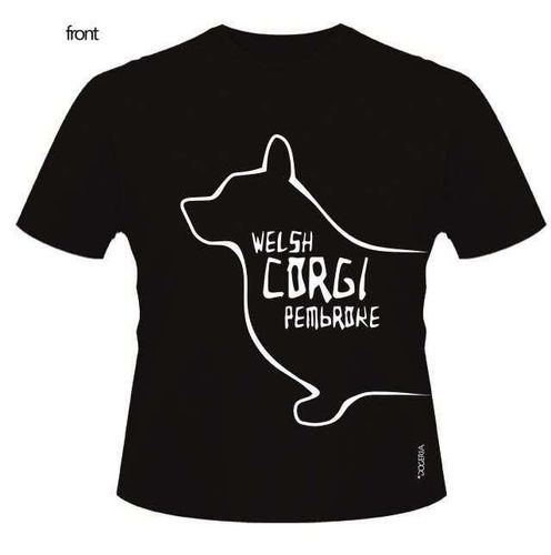 Corgi Welsh Pembroke (Outline) T-Shirt Men's Roundneck Cotton