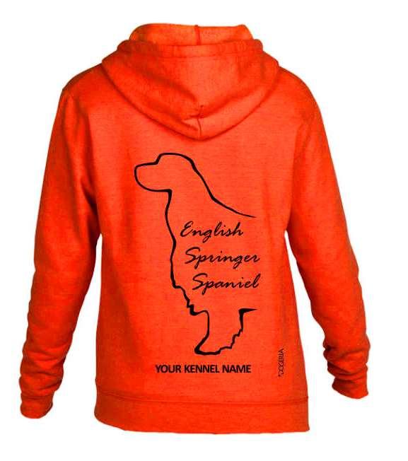 English Springer Spaniel Dog Breed Hoodies Full Zipped Women's & Men's Styles Exclusive Dogeria Design