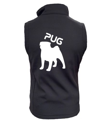 Pug Dog Breed Design Softshell Gilet Full Zipped Women's & Men's Styles